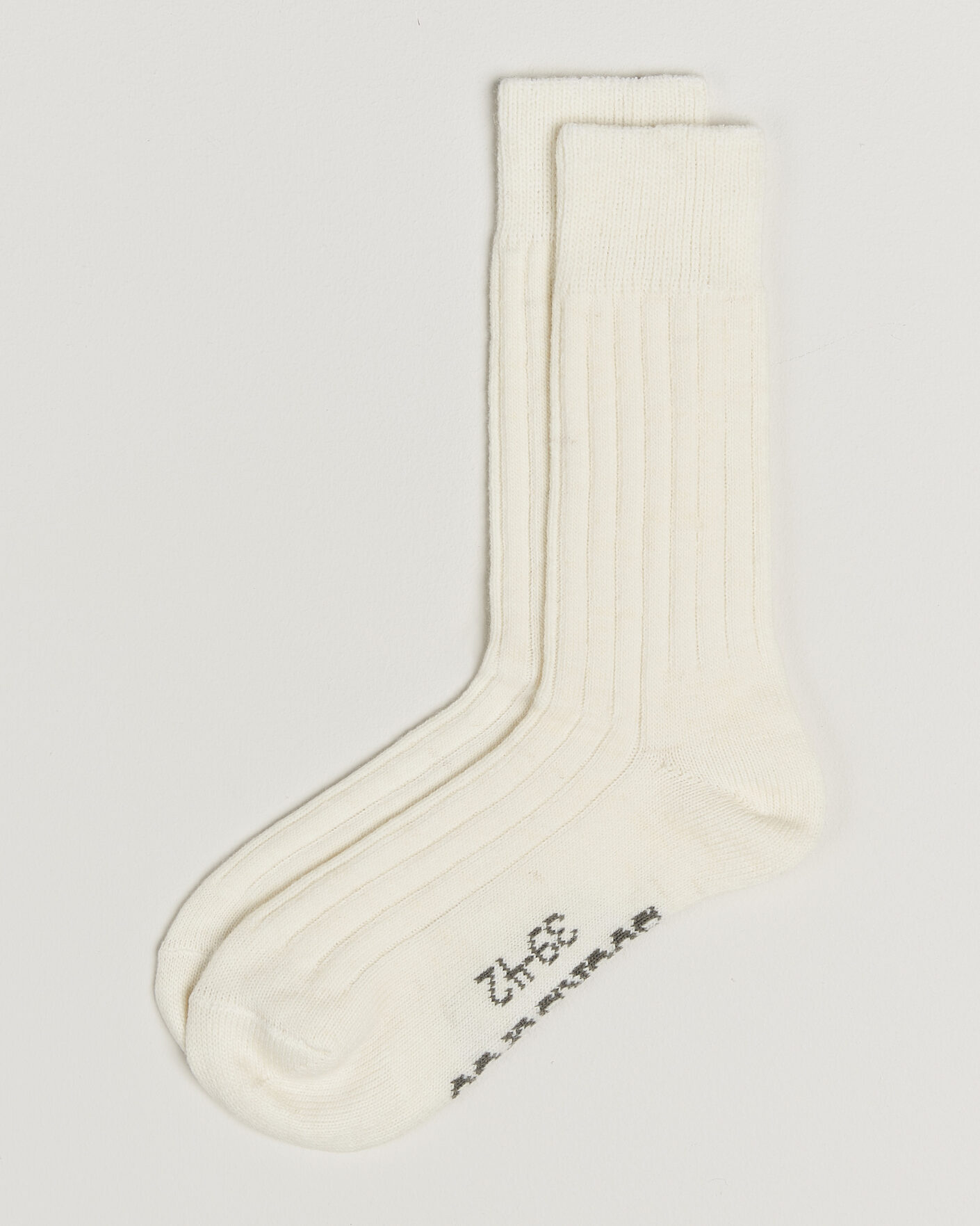 Homme | Sous-Vêtements Et Chaussettes | Alpacasocks & Co | 2-Pack Ribbed Alpacka Wool Socks Off White