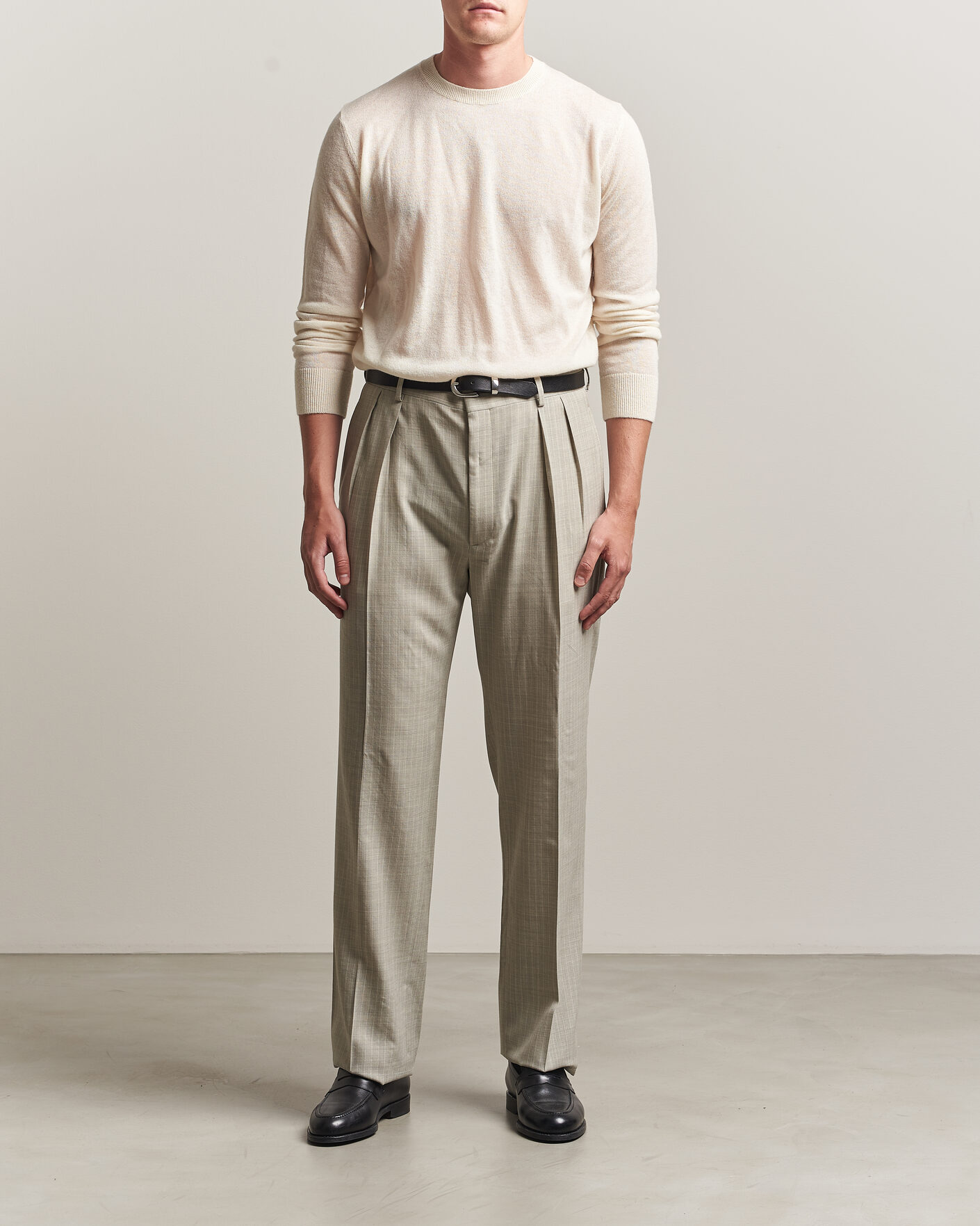 Homme | Pantalons | Ralph Lauren Purple Label | Glenn Pinstriped Pleated Wool Trousers Grey