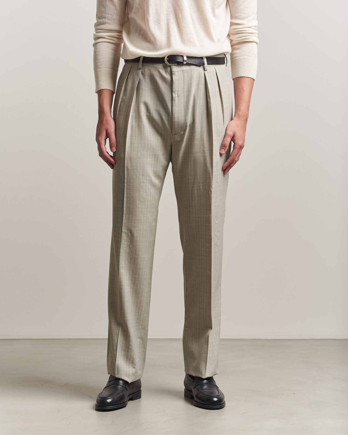Homme | Pantalons | Ralph Lauren Purple Label | Glenn Pinstriped Pleated Wool Trousers Grey