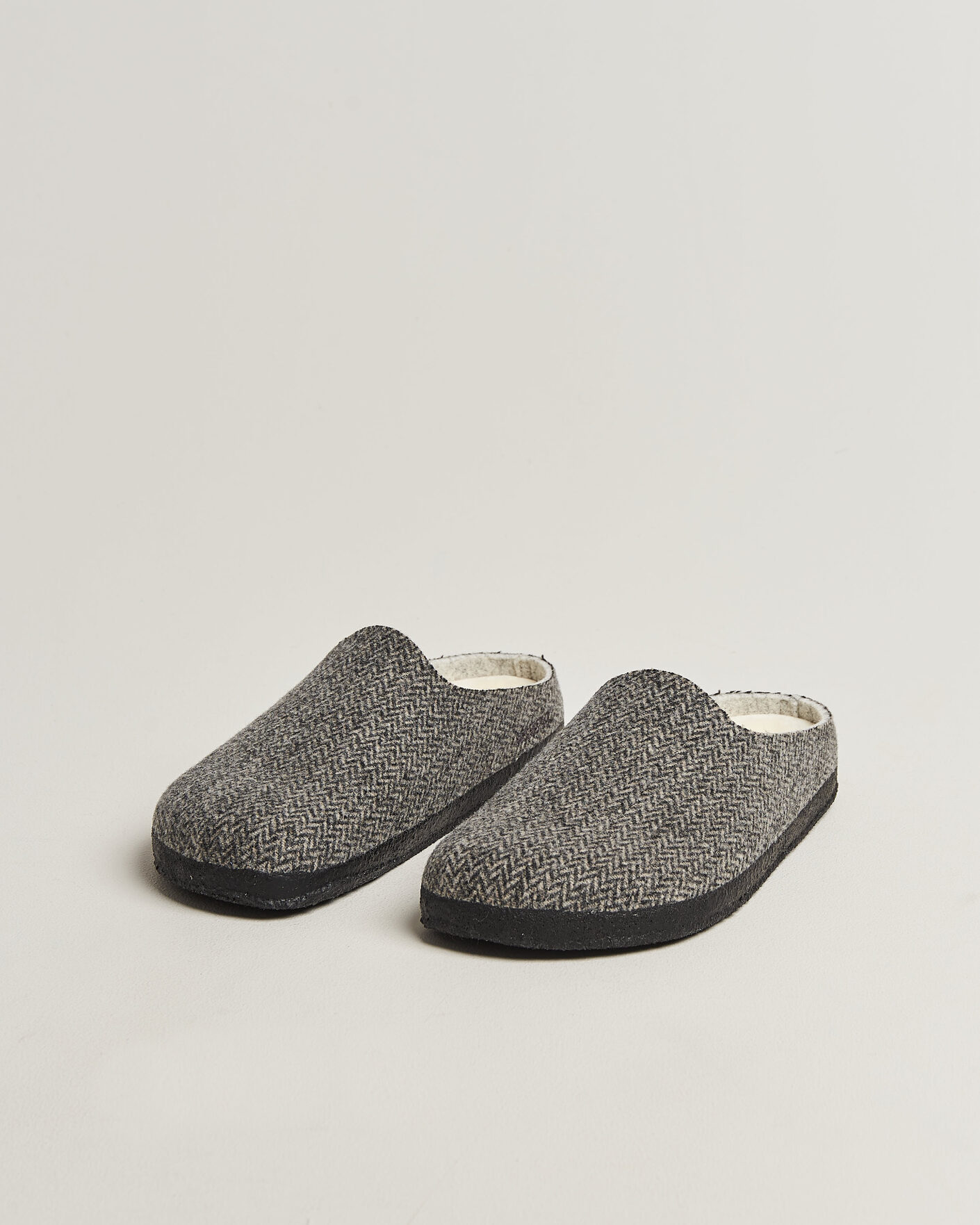Homme | Sandales Et Mules | BIRKENSTOCK | Amsterdam Wrapped Dip Shearling Dark Grey Herringbone