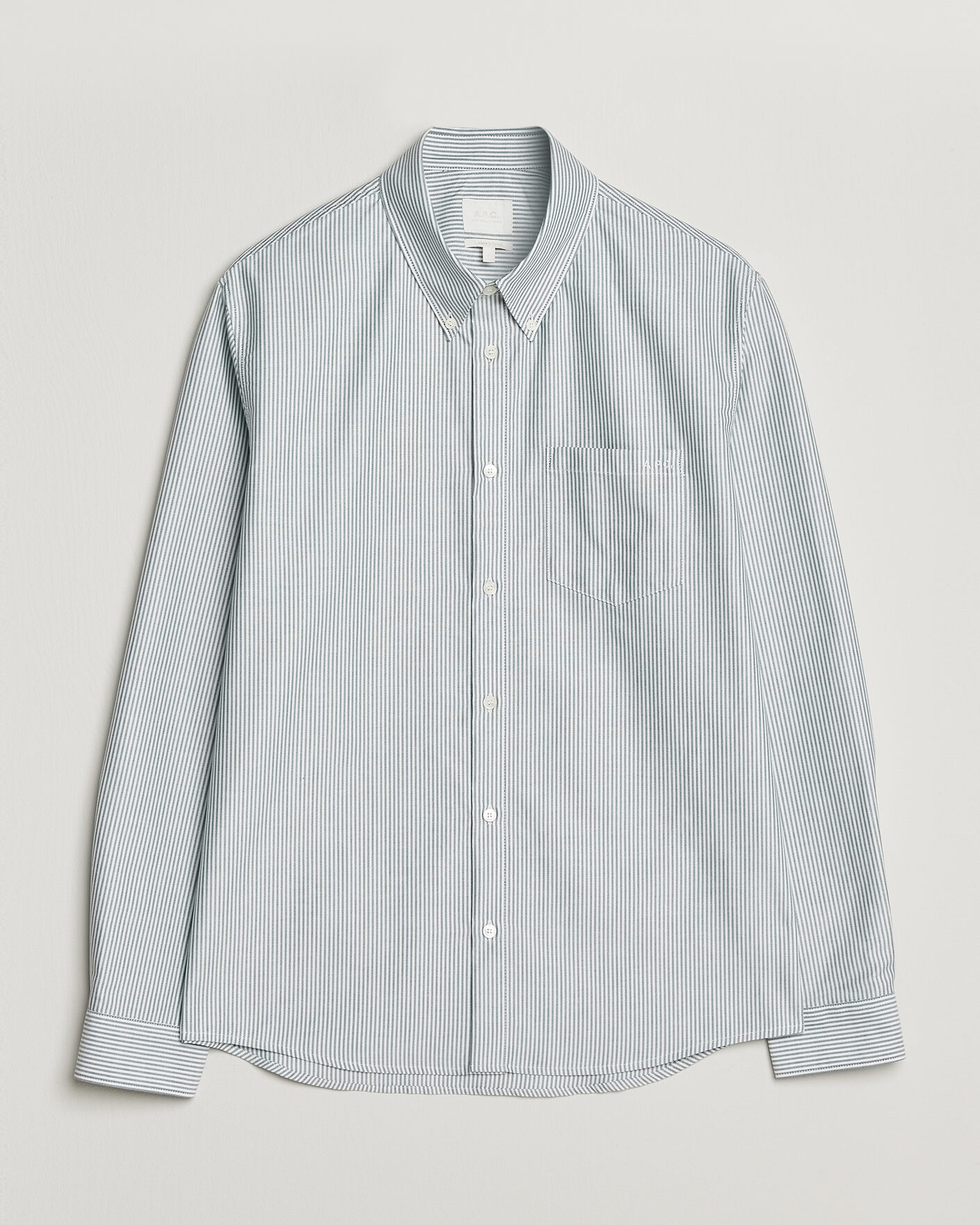 Homme | Chemises | A.P.C. | Greg Striped Oxford Shirt Green/White