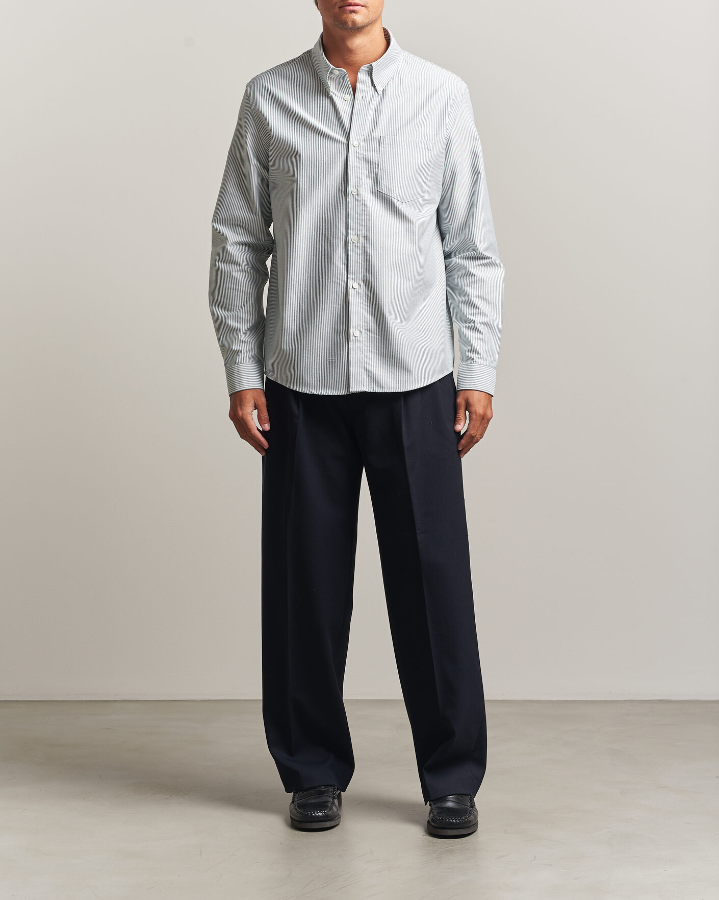 Homme | Chemises | A.P.C. | Greg Striped Oxford Shirt Green/White