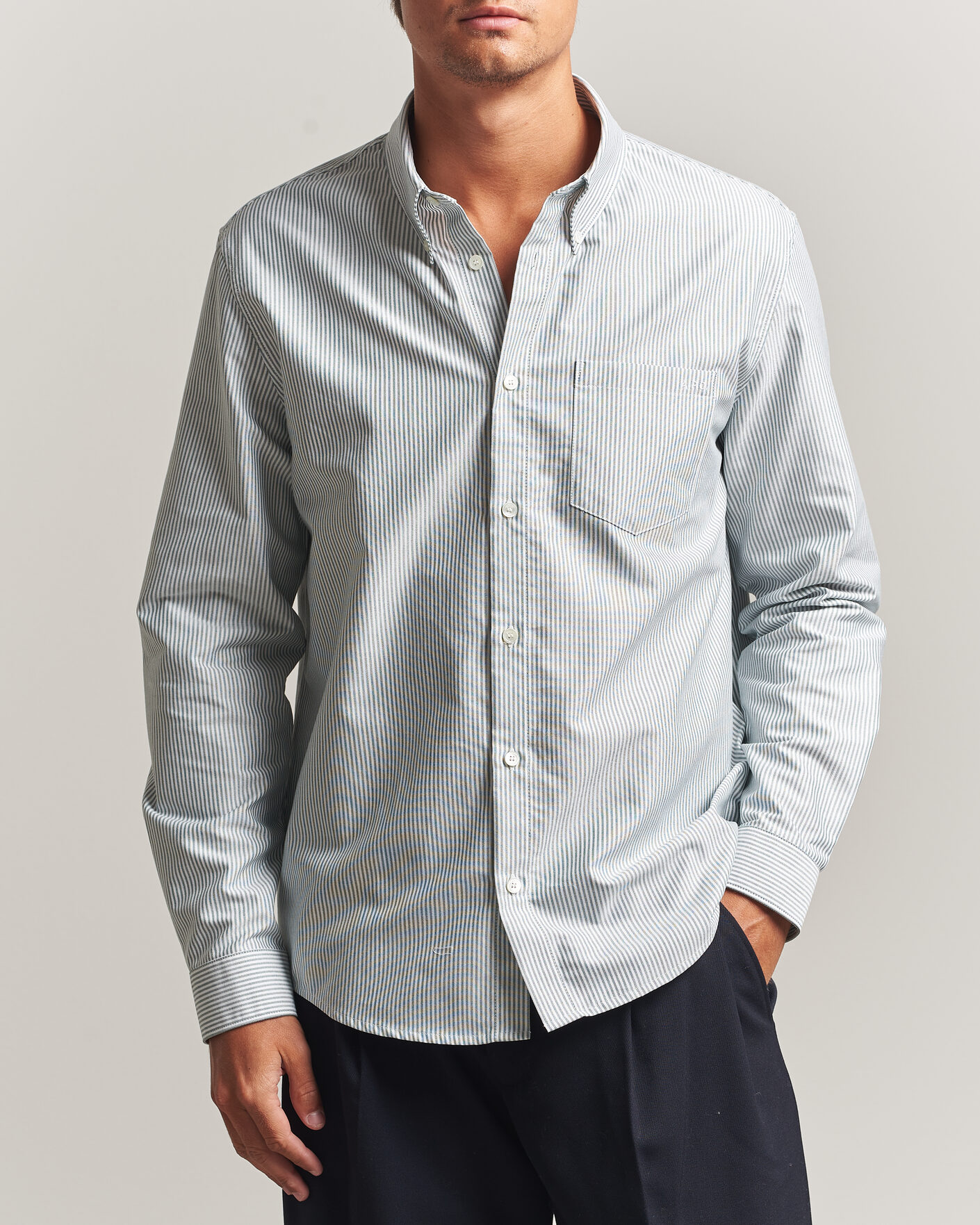 Homme | Chemises | A.P.C. | Greg Striped Oxford Shirt Green/White