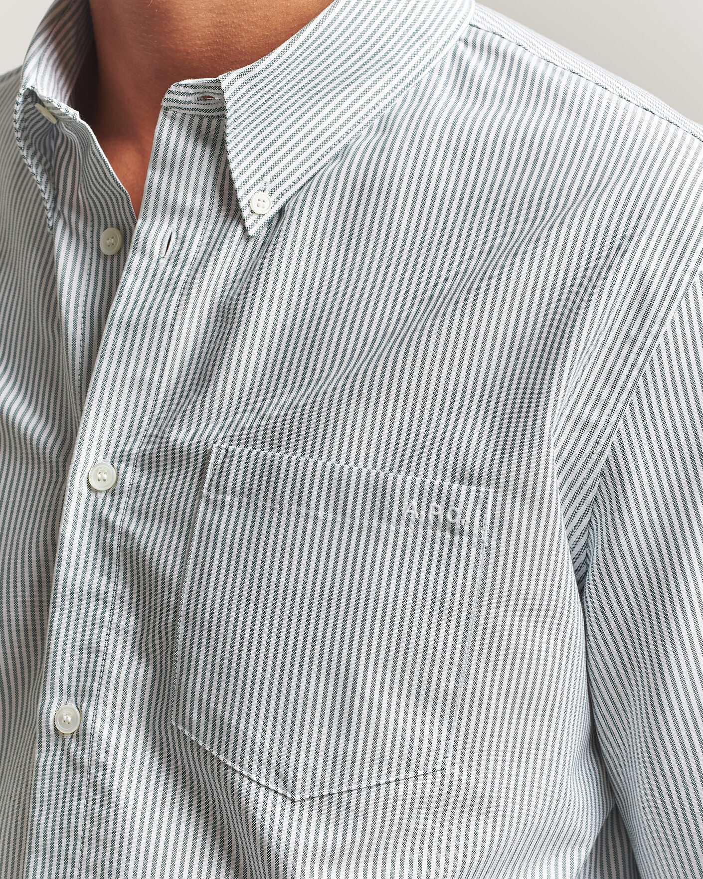 Homme | Chemises | A.P.C. | Greg Striped Oxford Shirt Green/White