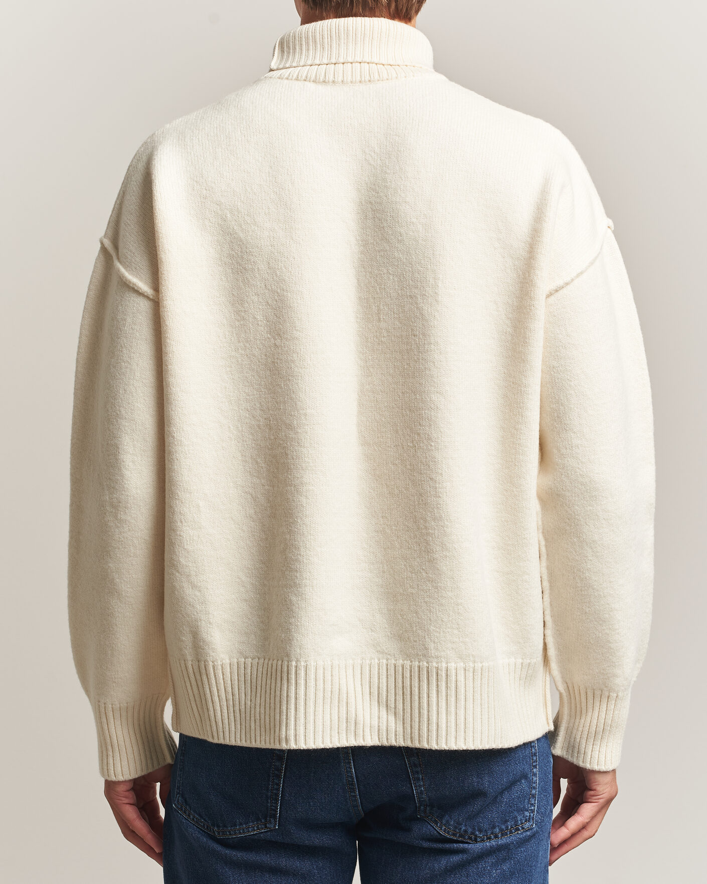 Homme | Pulls Et Tricots | AMI | Big Heart Logo Wool Knitted Polo Ecru