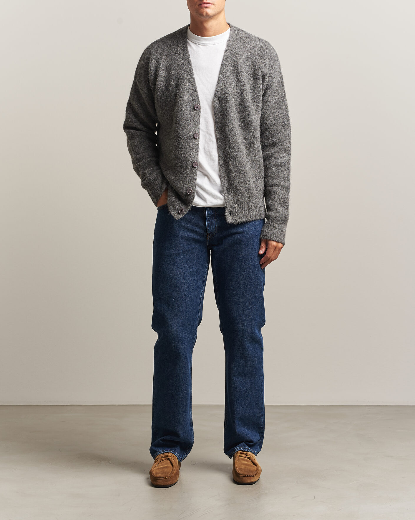 Homme | Pulls Et Tricots | AMI | Signature Logo Wool Knitted Cardigan Grey Melange