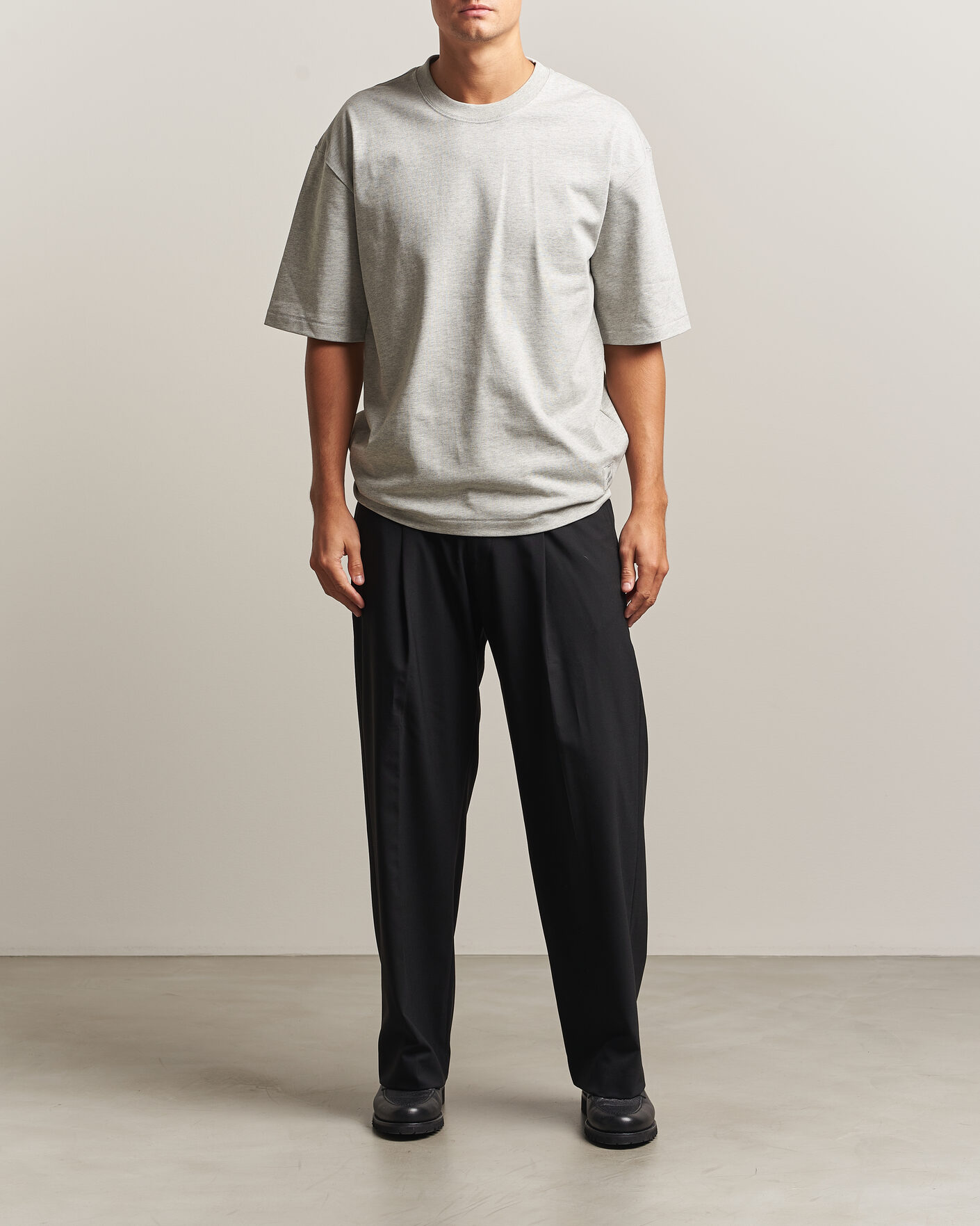 Homme | T-shirts | AMI | Heritage Logo T-Shirt Light Grey Melange