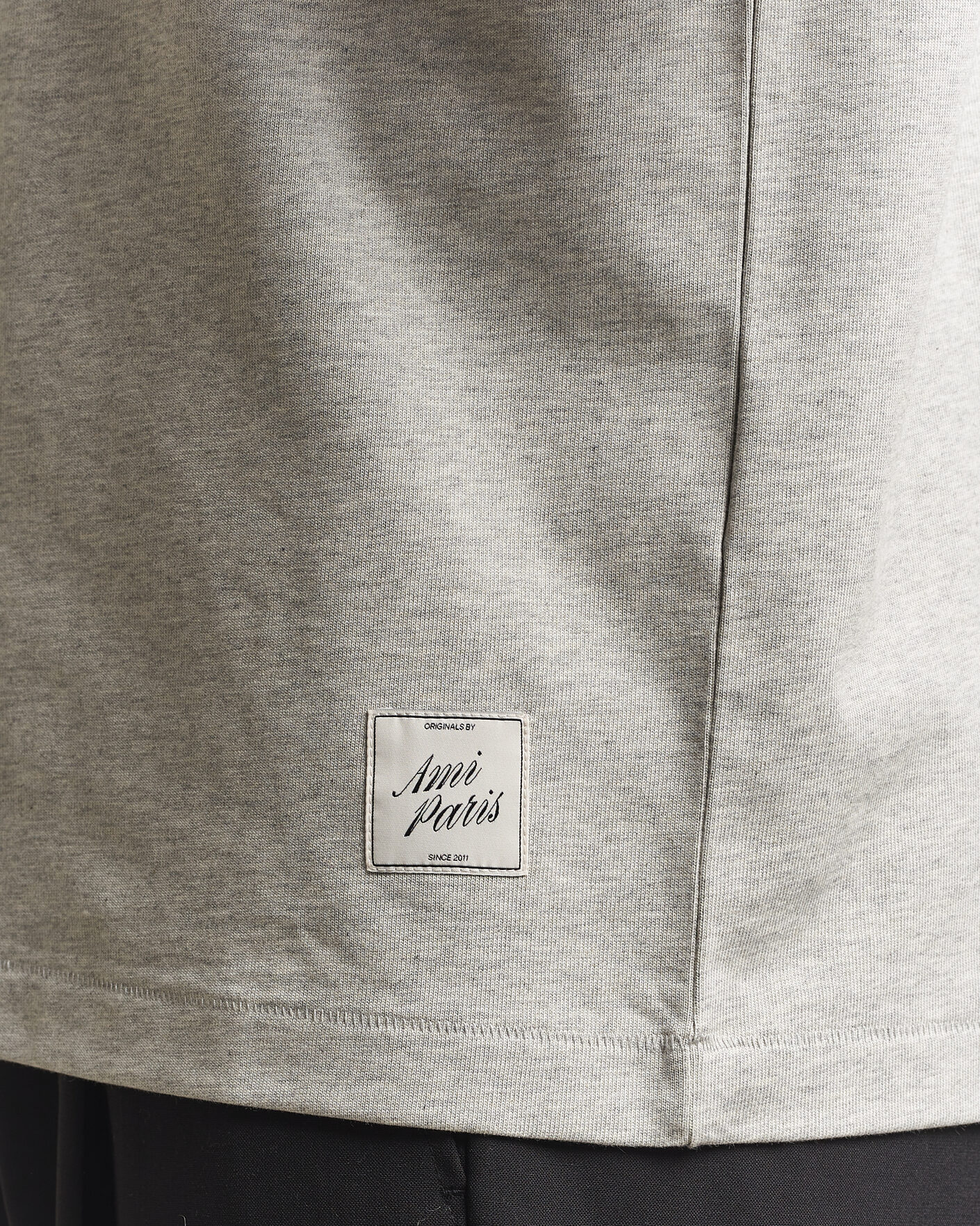 Homme | T-shirts | AMI | Heritage Logo T-Shirt Light Grey Melange