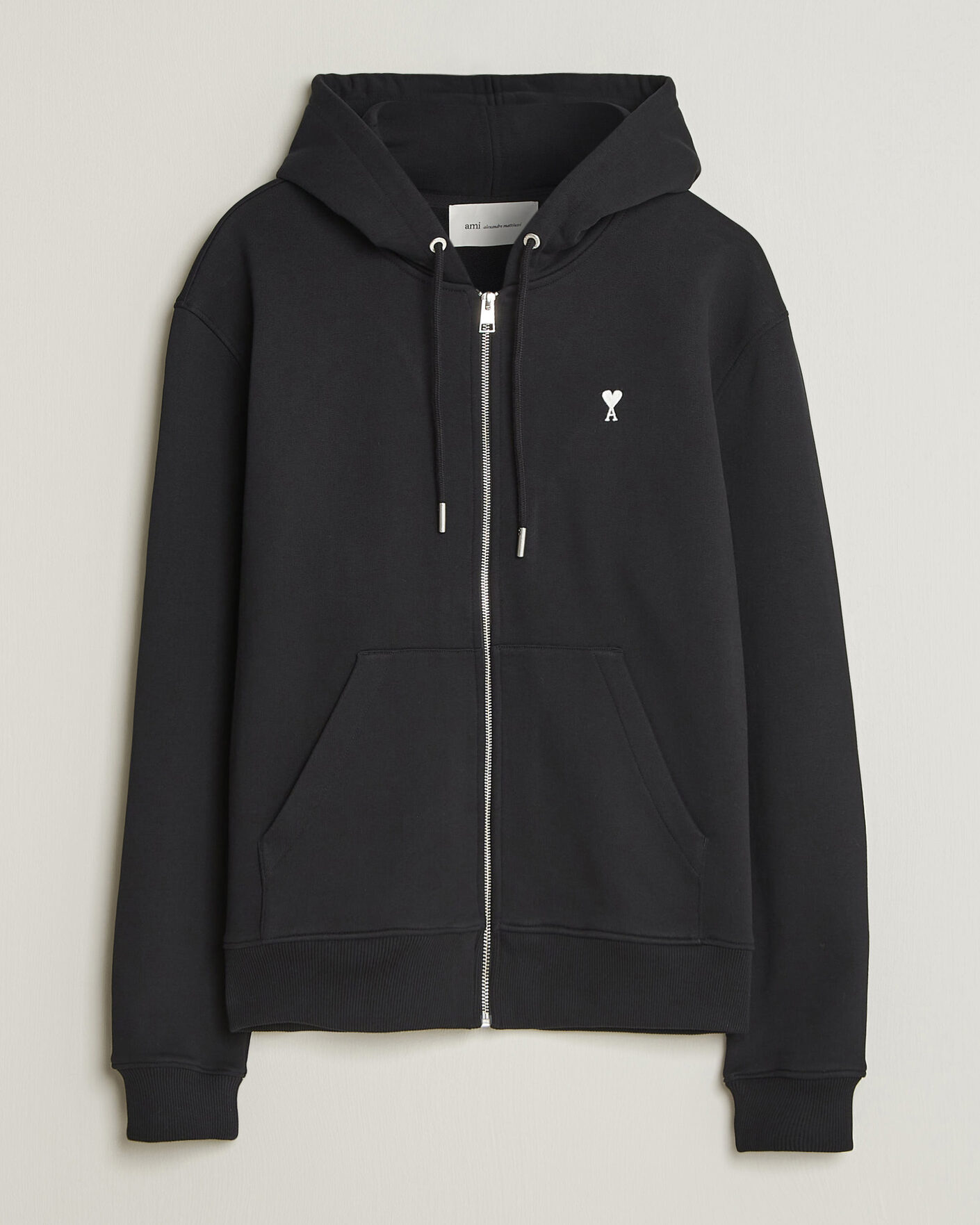 Homme | Pulls Et Tricots | AMI | Contrasted Heart Logo Full Zip Hoodie Black
