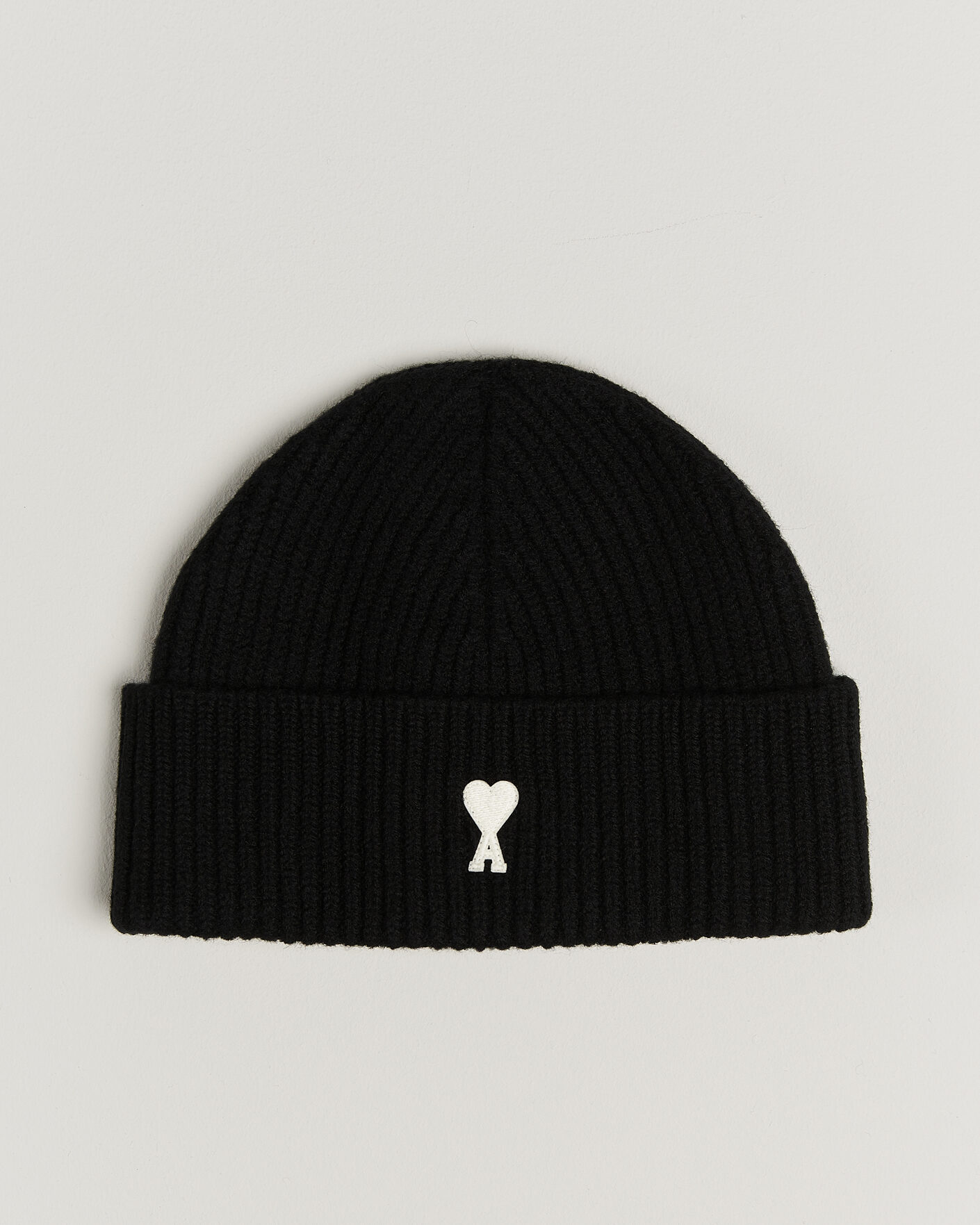 Homme | Bonnets | AMI | Contrasted Heart Logo Beanie Black