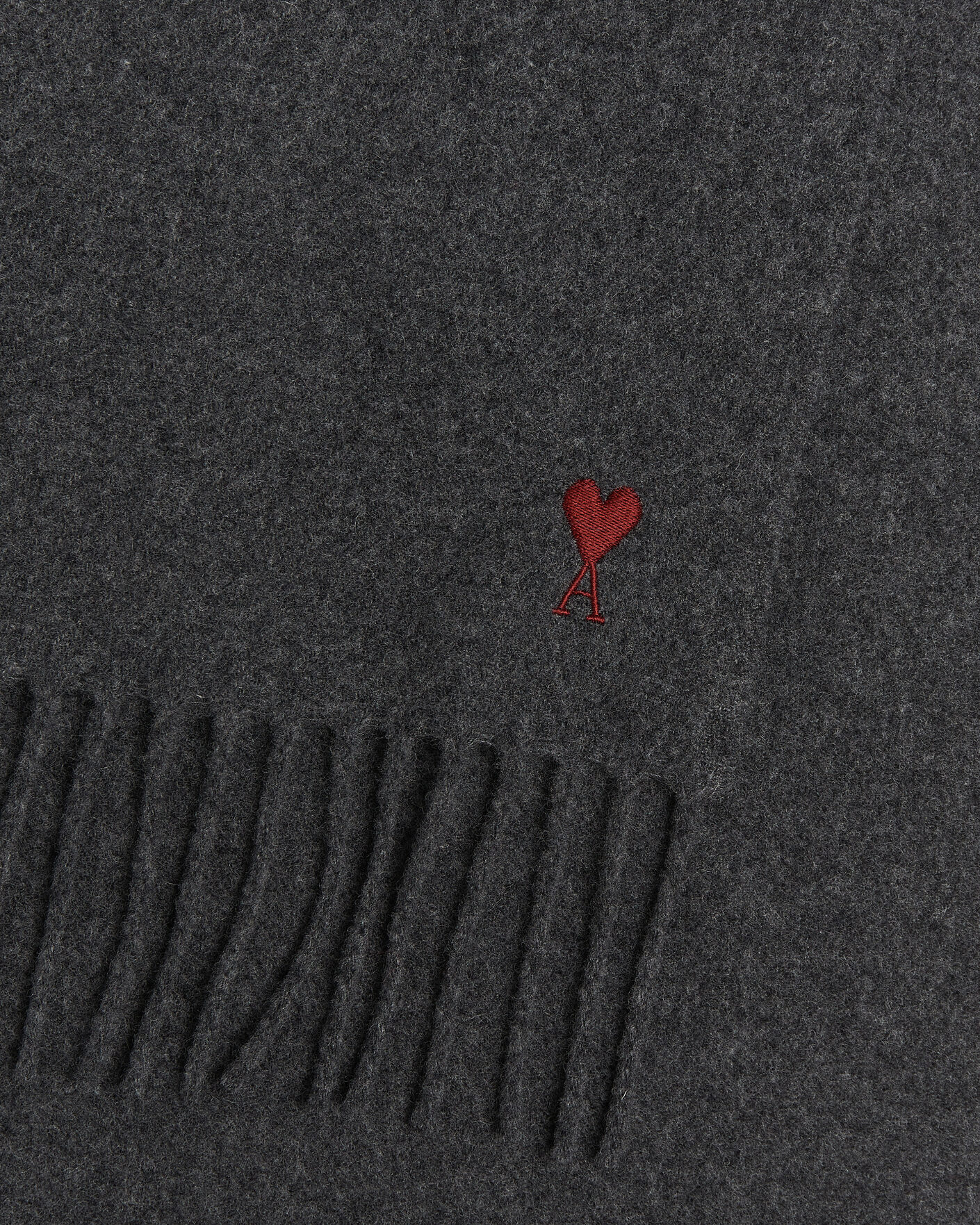 Homme | Écharpes | AMI | Heart Logo Scarf Grey Melange