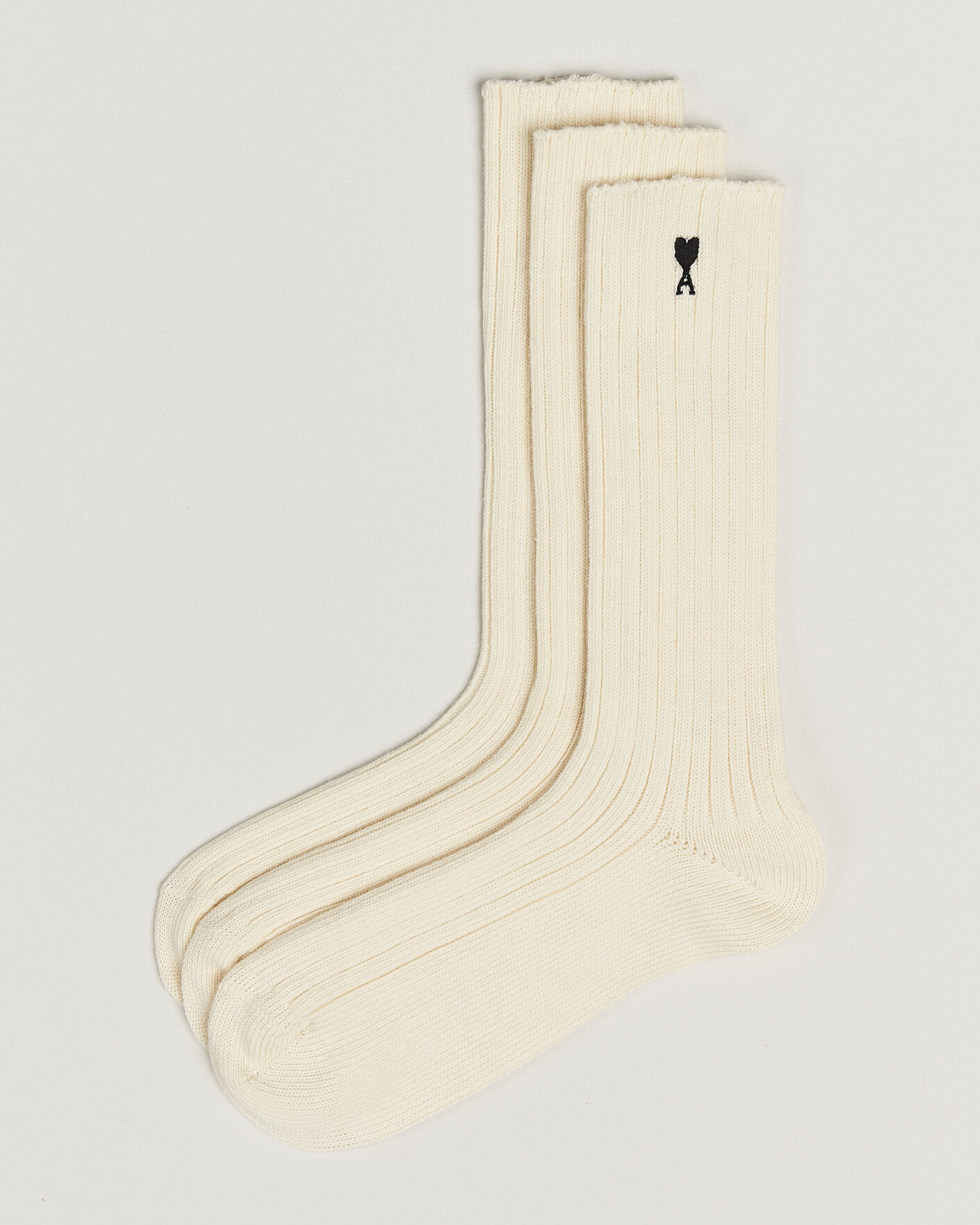 Homme | Sous-Vêtements Et Chaussettes | AMI | 3-Pack Heart Logo Cotton Socks Ivory
