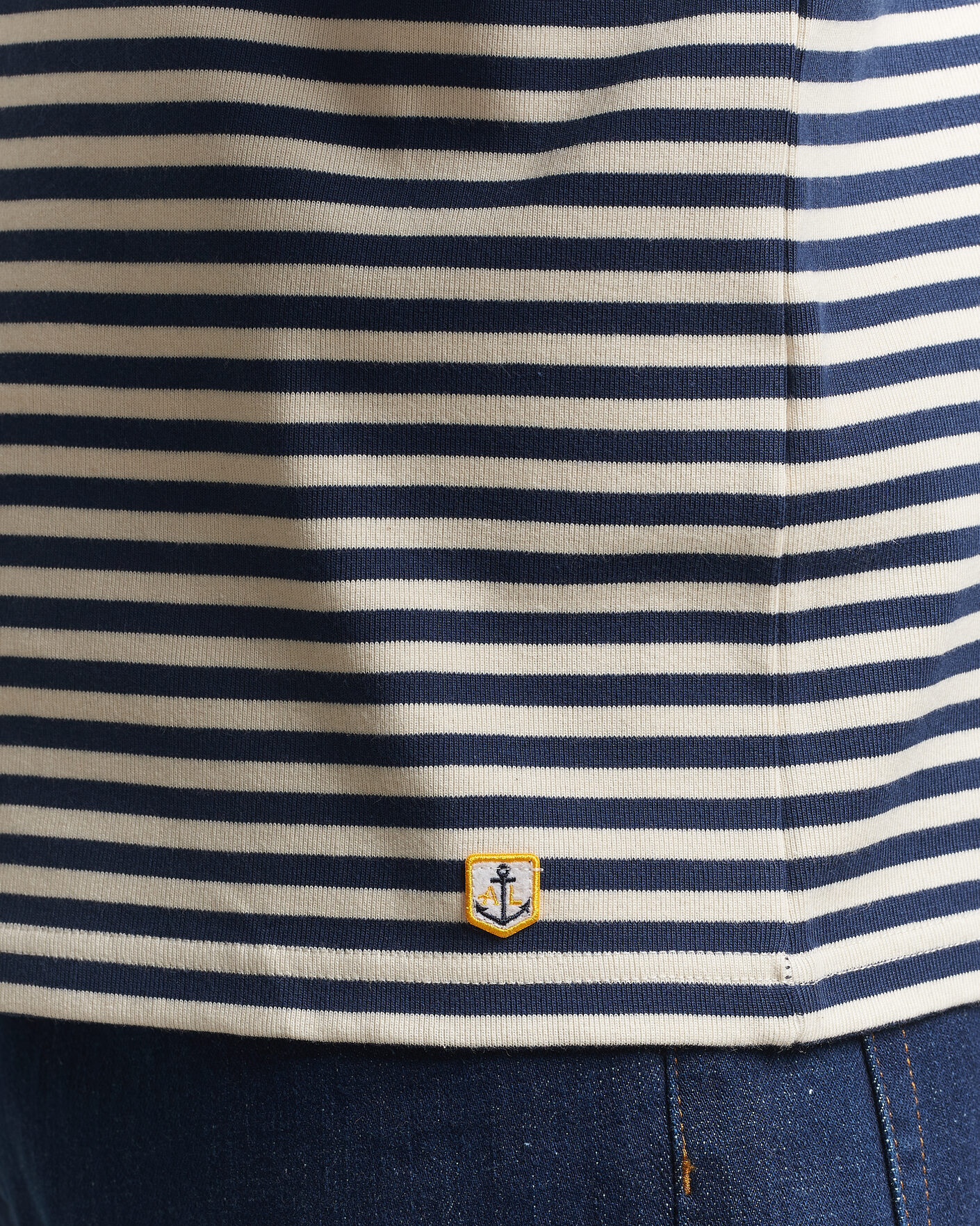 Homme | T-shirts | Armor-lux | Héritage Striped Long Sleeve T-Shirt Marine/Milk