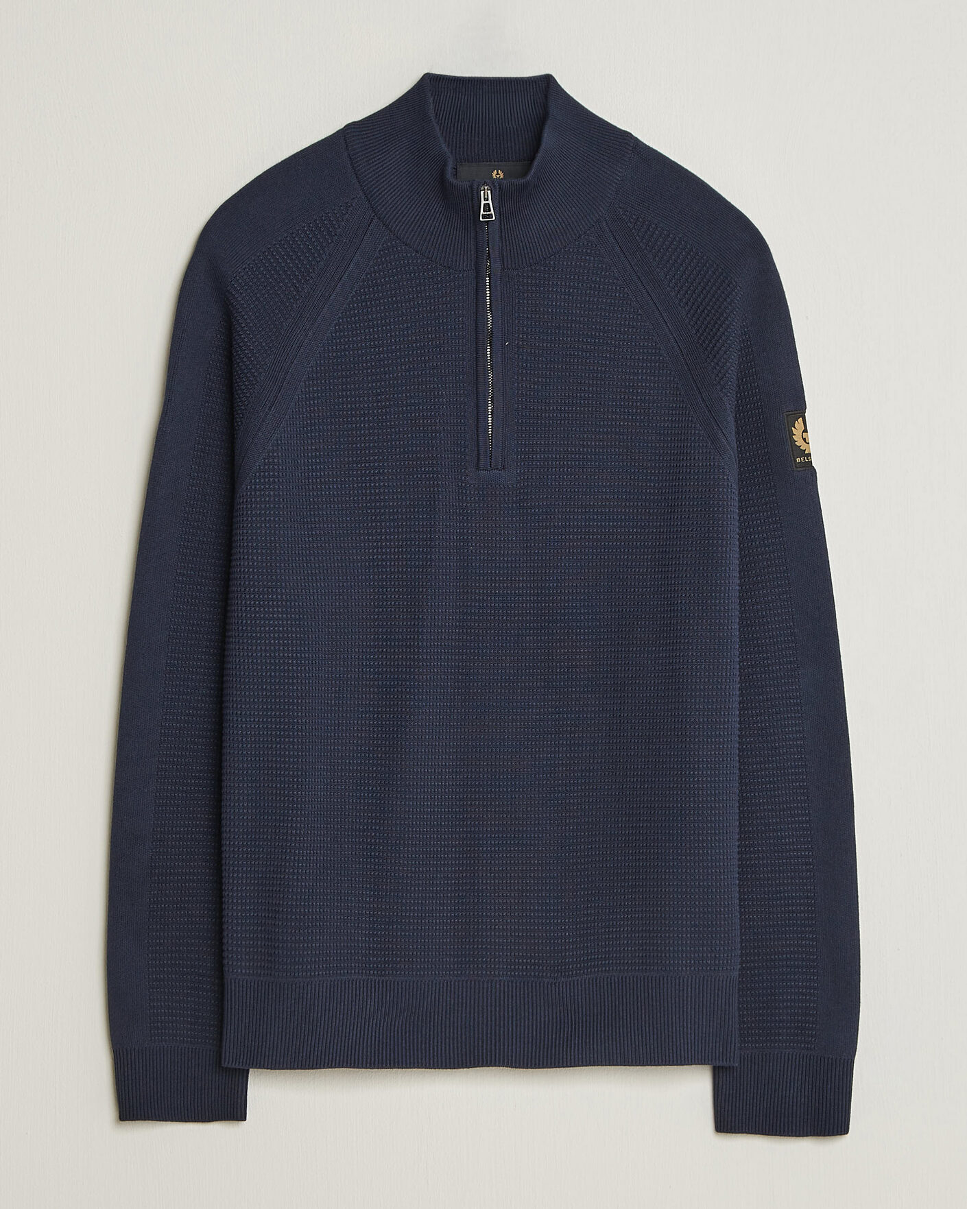 Homme | Pulls Et Tricots | Belstaff | Bradwell Cotton Knitted Quarter Zip Dark Ink