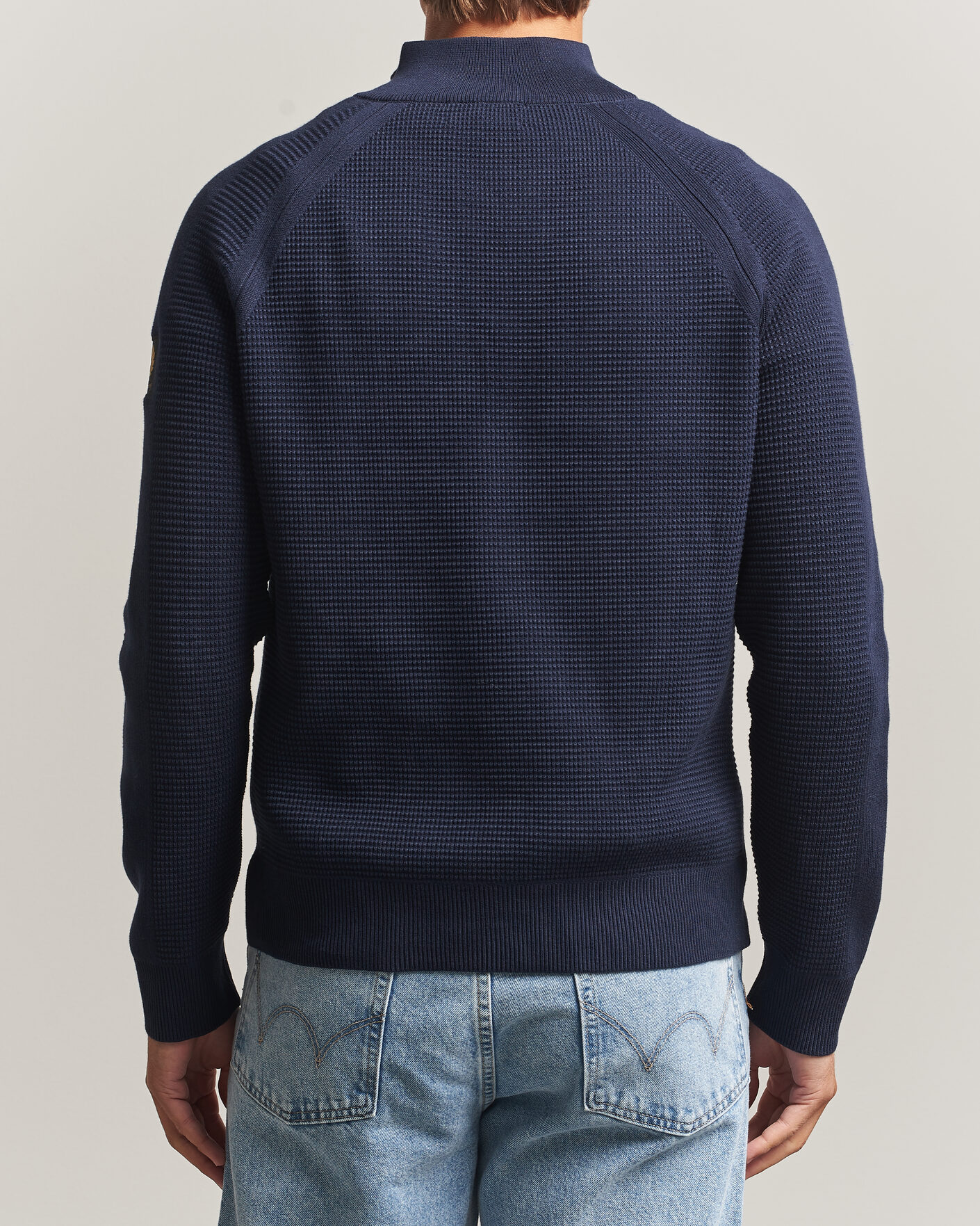 Homme | Pulls Et Tricots | Belstaff | Bradwell Cotton Knitted Quarter Zip Dark Ink