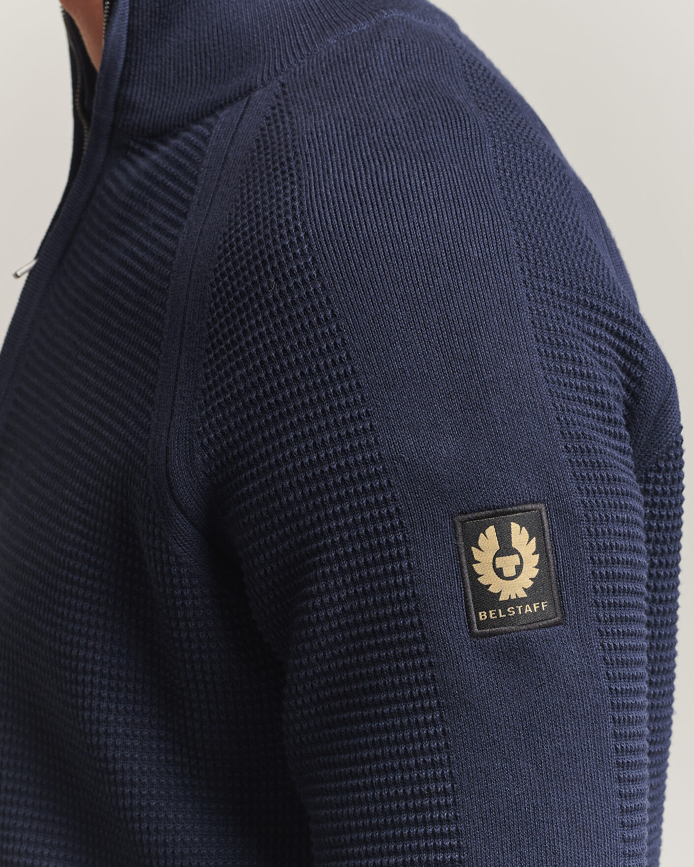 Homme | Pulls Et Tricots | Belstaff | Bradwell Cotton Knitted Quarter Zip Dark Ink