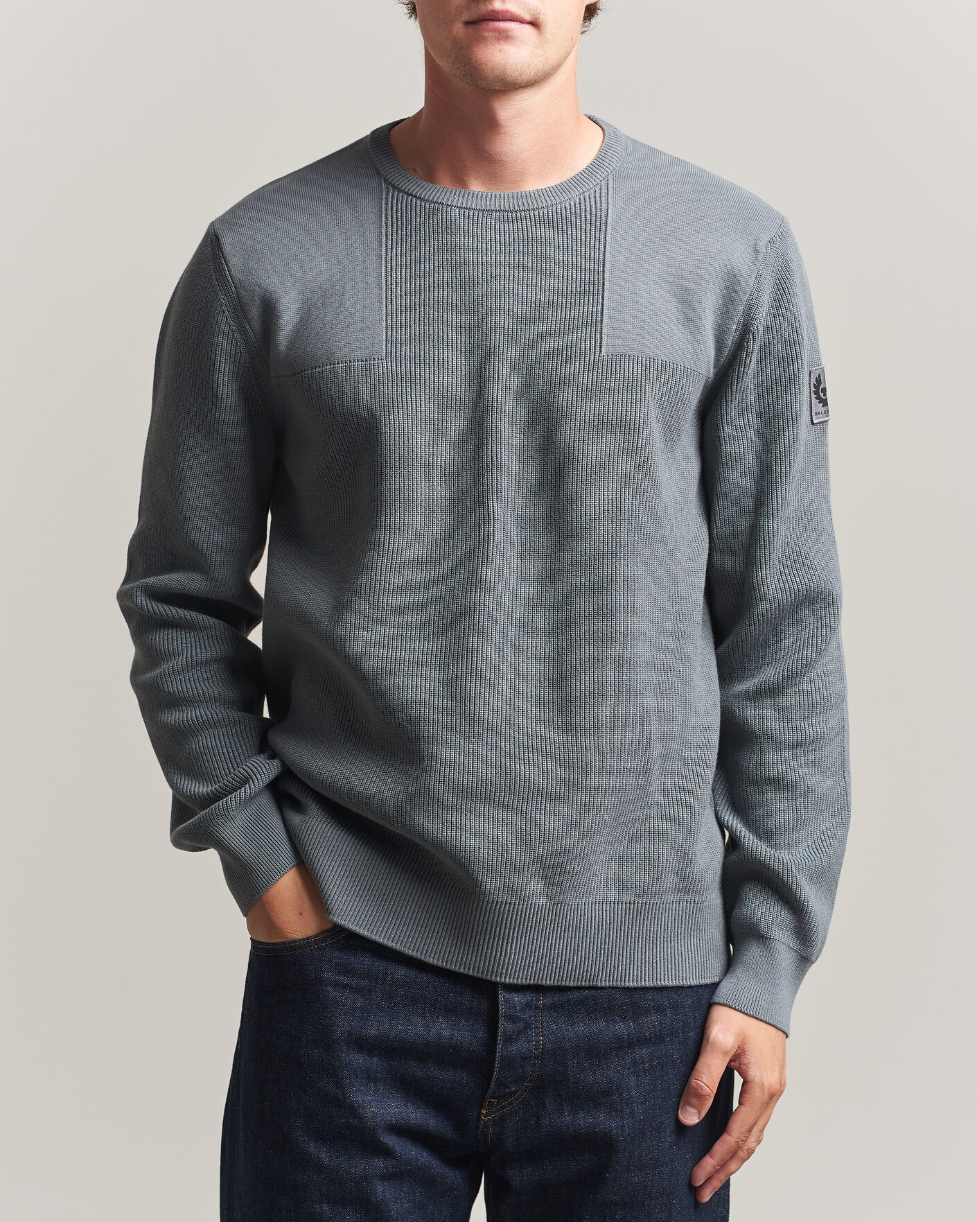 Homme | Pulls Et Tricots | Belstaff | Commander Knitted Crew Neck Atlantic Grey