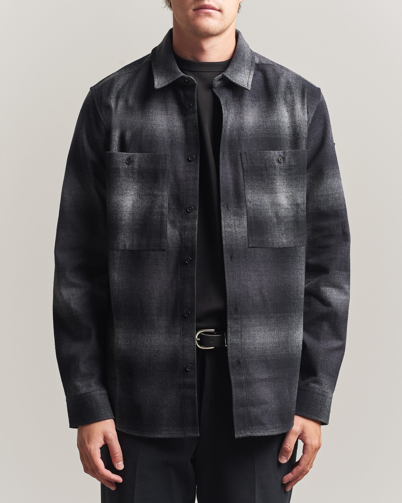 Homme | Chemises | Belstaff | Outpost Cotton Flannel Checked Overshirt Black