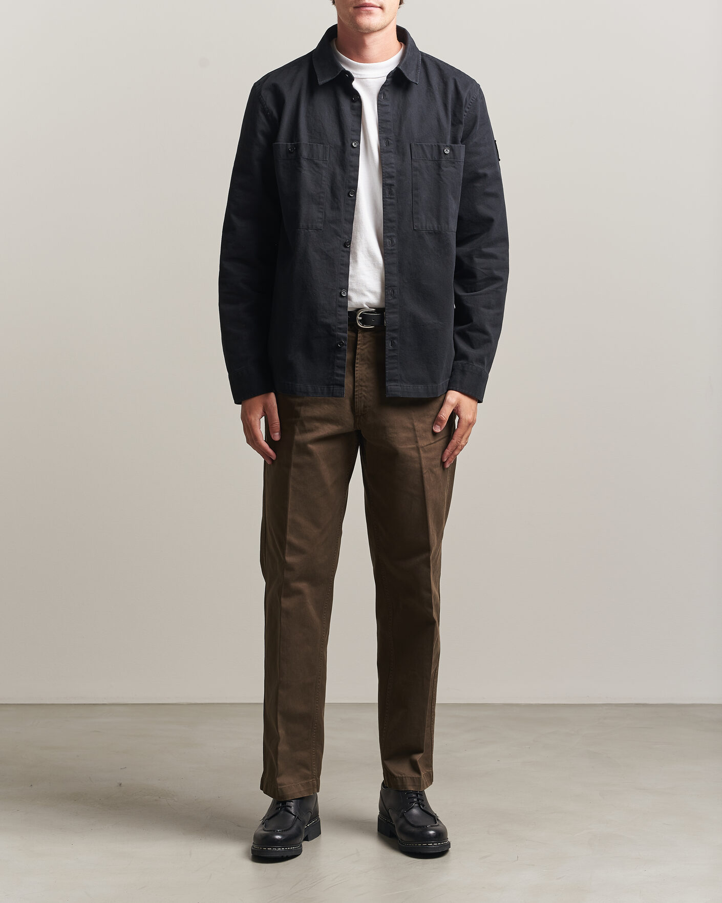 Homme | Chemises | Belstaff | Outpost Cotton Herringbone Overshirt Black