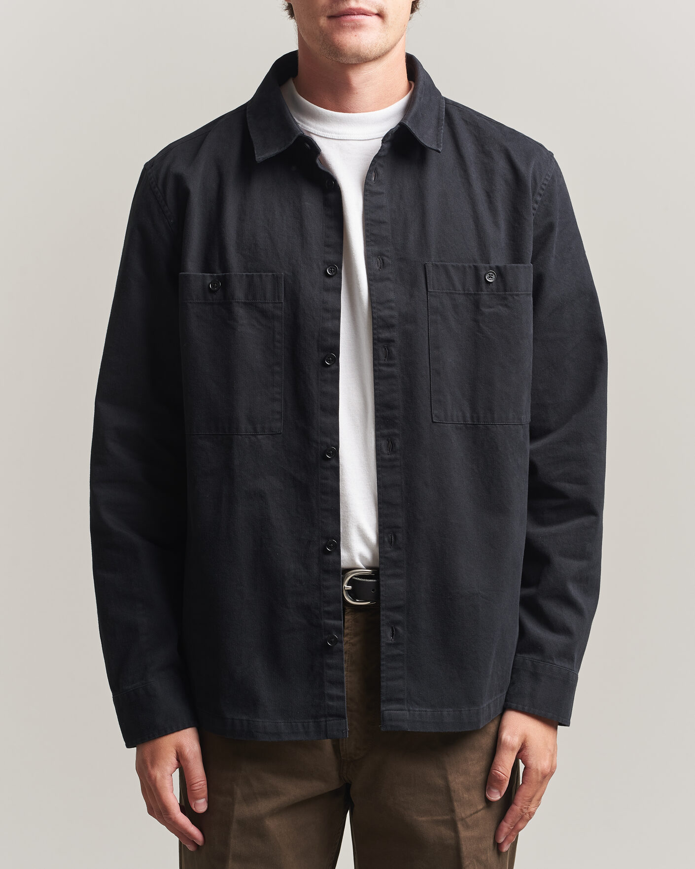 Homme | Chemises | Belstaff | Outpost Cotton Herringbone Overshirt Black