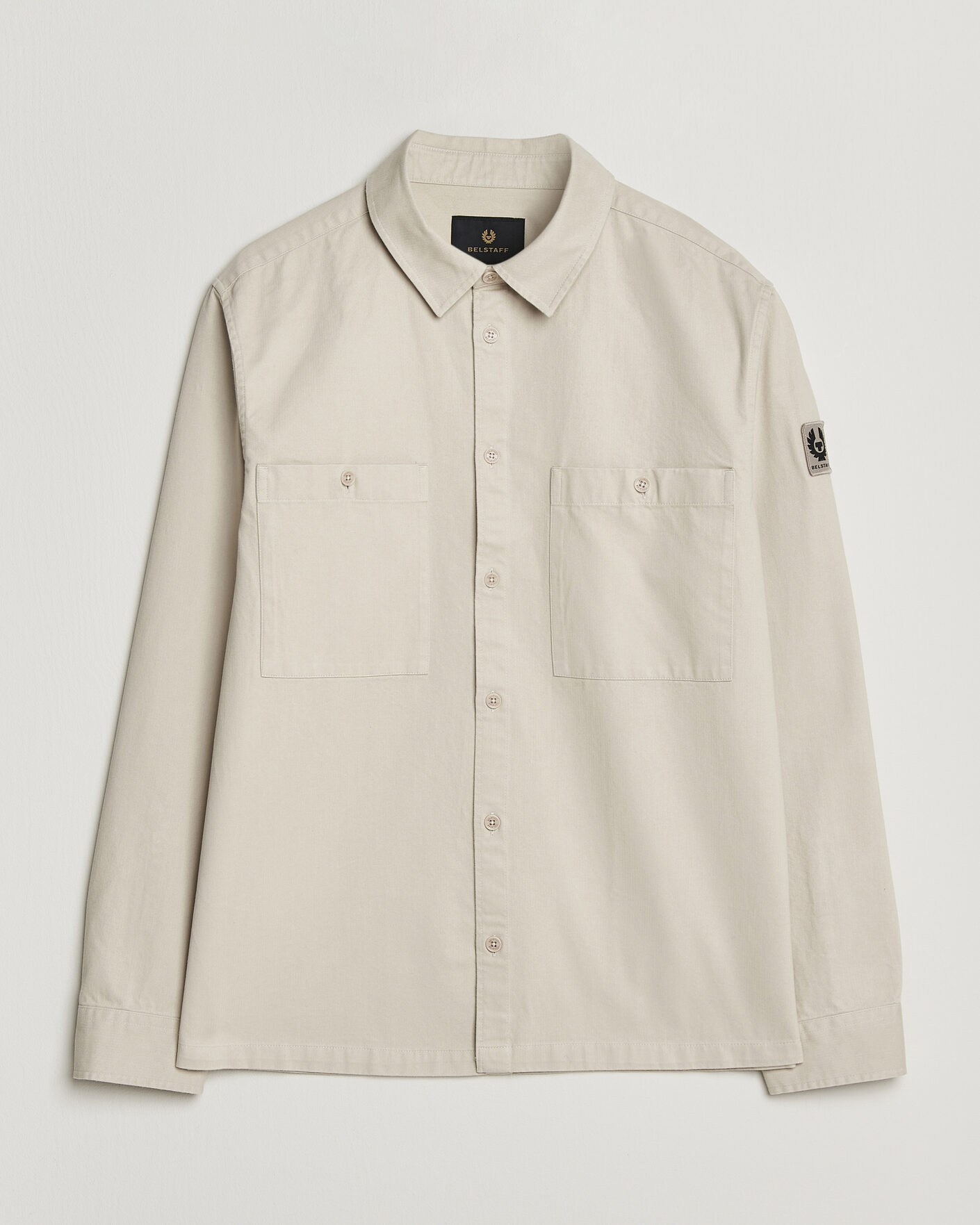 Homme | Chemises | Belstaff | Outpost Cotton Herringbone Overshirt Pale Stone