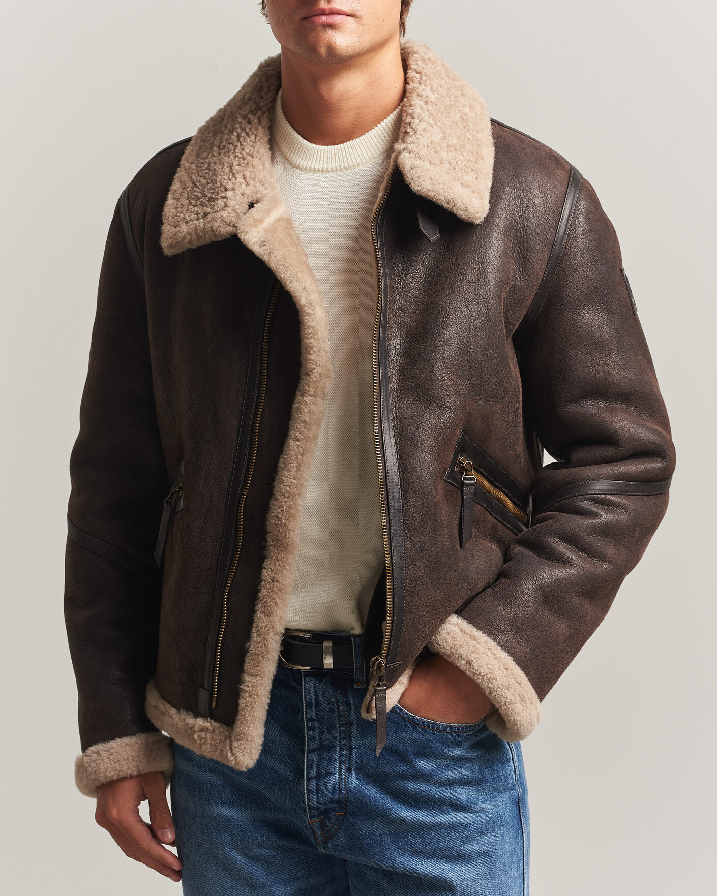 Homme | Manteaux Et Vestes | Belstaff | Winterbrook Shearling Jacket Dark Brown