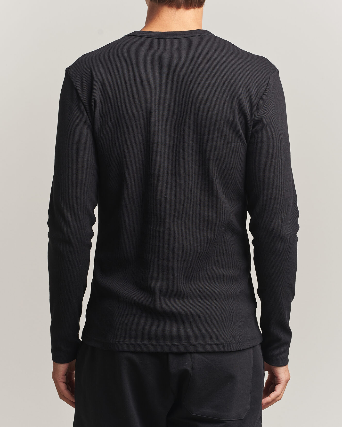 Homme | T-shirts | Bread & Boxers | Ribbed Long Sleeve T-Shirt Black