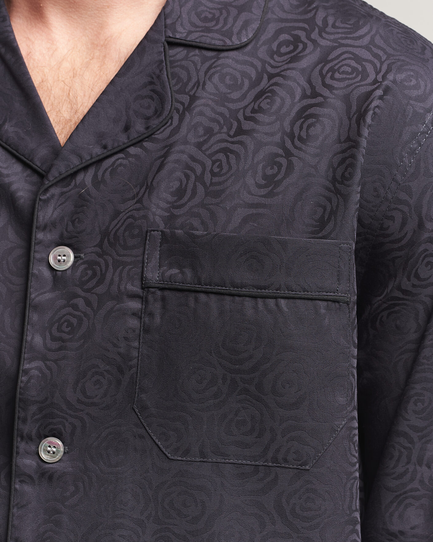 Homme | Peignoirs Et Pyjamas | Derek Rose | Piped Jacquard Cotton Pyjama Set Black