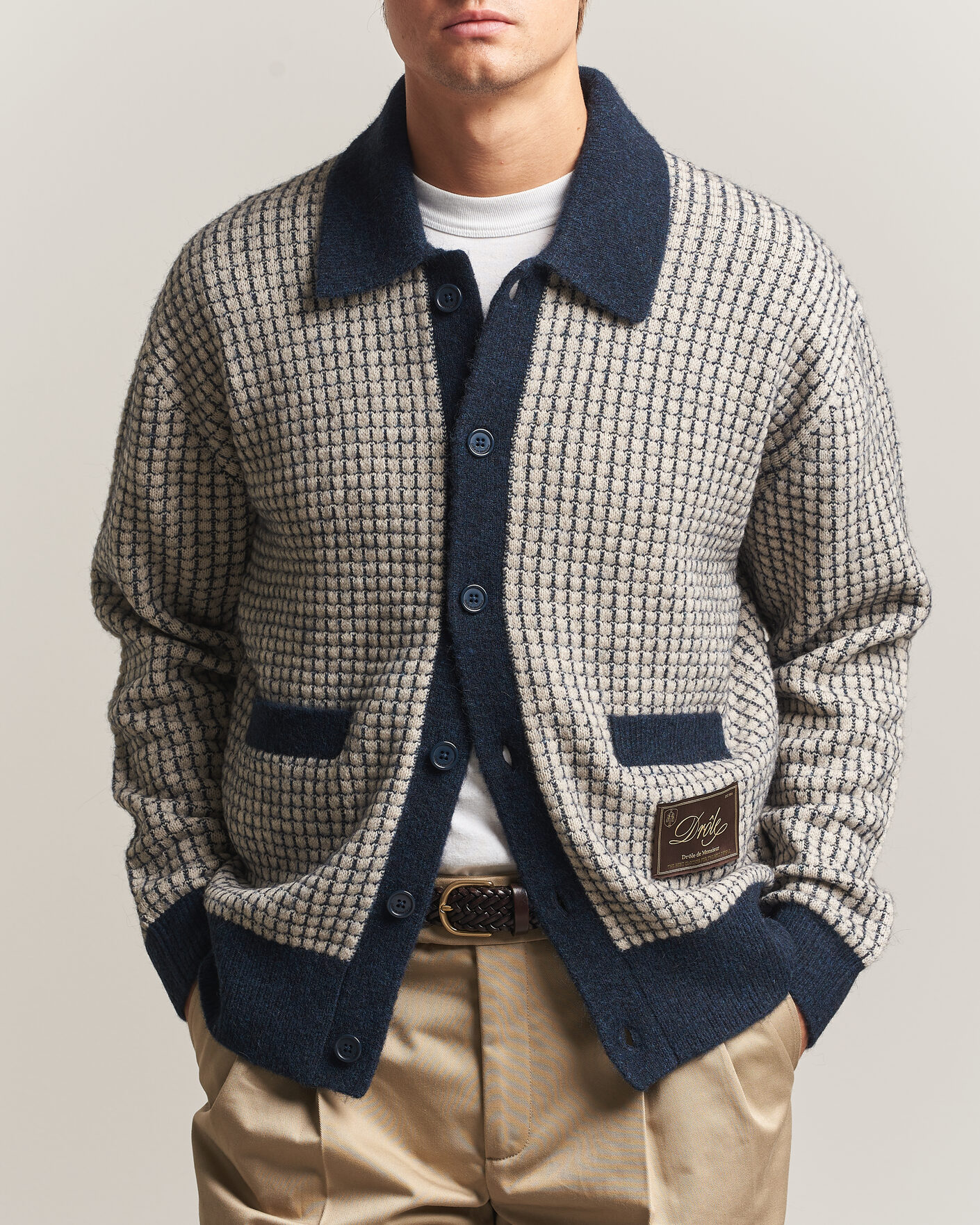 Homme | Pulls Et Tricots | Drôle de Monsieur | Waffle Knitted Cardigan Navy