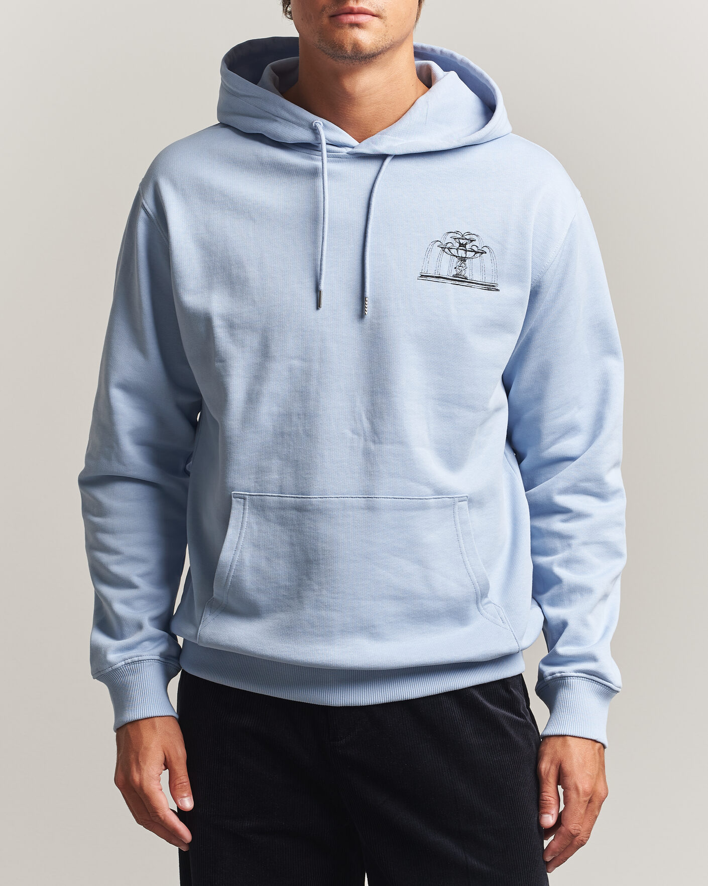 Homme | Pulls Et Tricots | Drôle de Monsieur | Fountain Printed Hoodie Light Blue