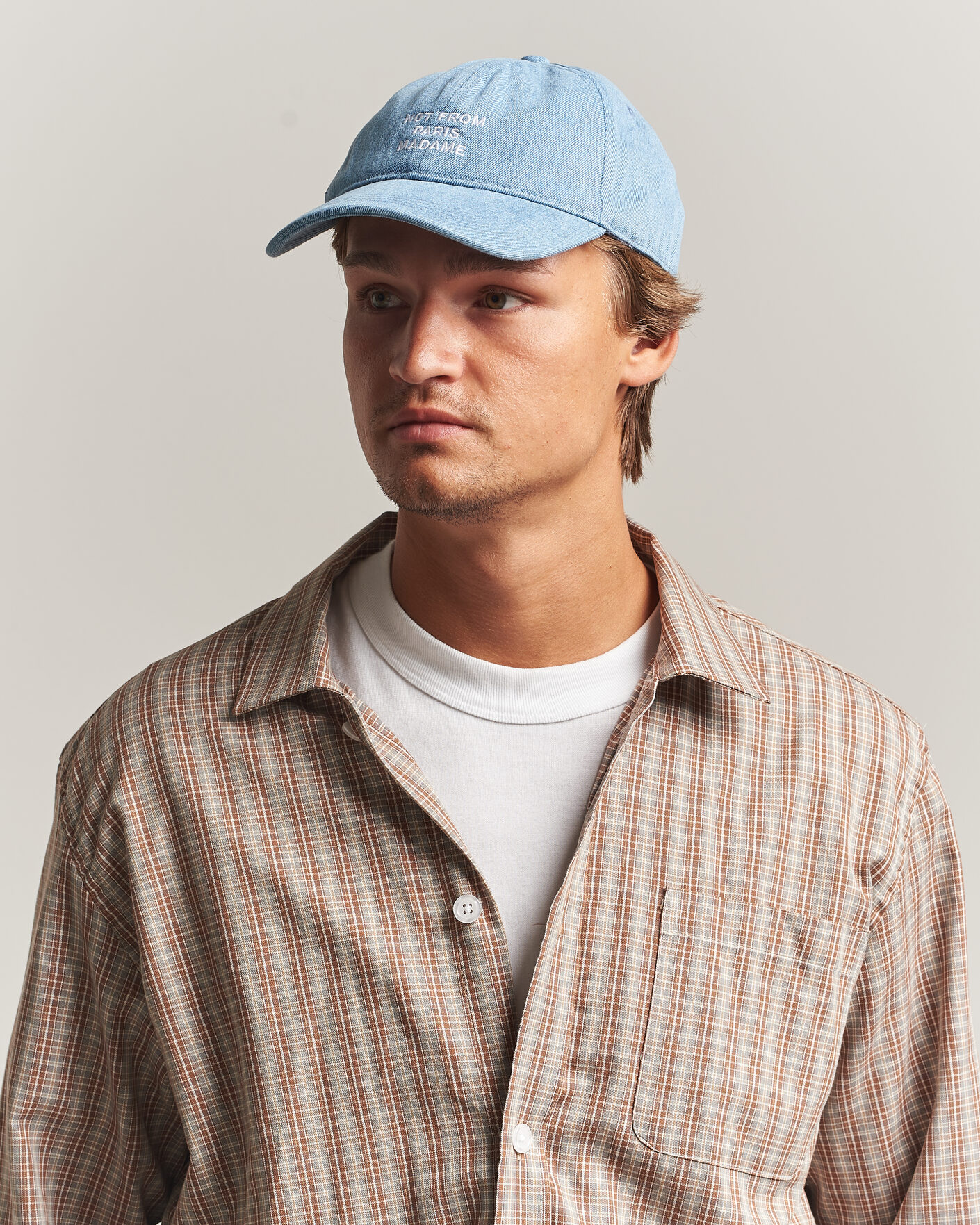 Homme | Bobs Et Casquettes | Drôle de Monsieur | Slogan Denim Baseball Cap Blue
