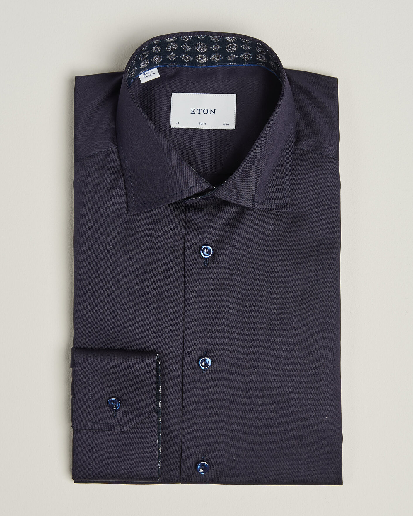 Homme | Chemises | Eton | Slim Fit Signature Twill Contrast Shirt Navy Blue