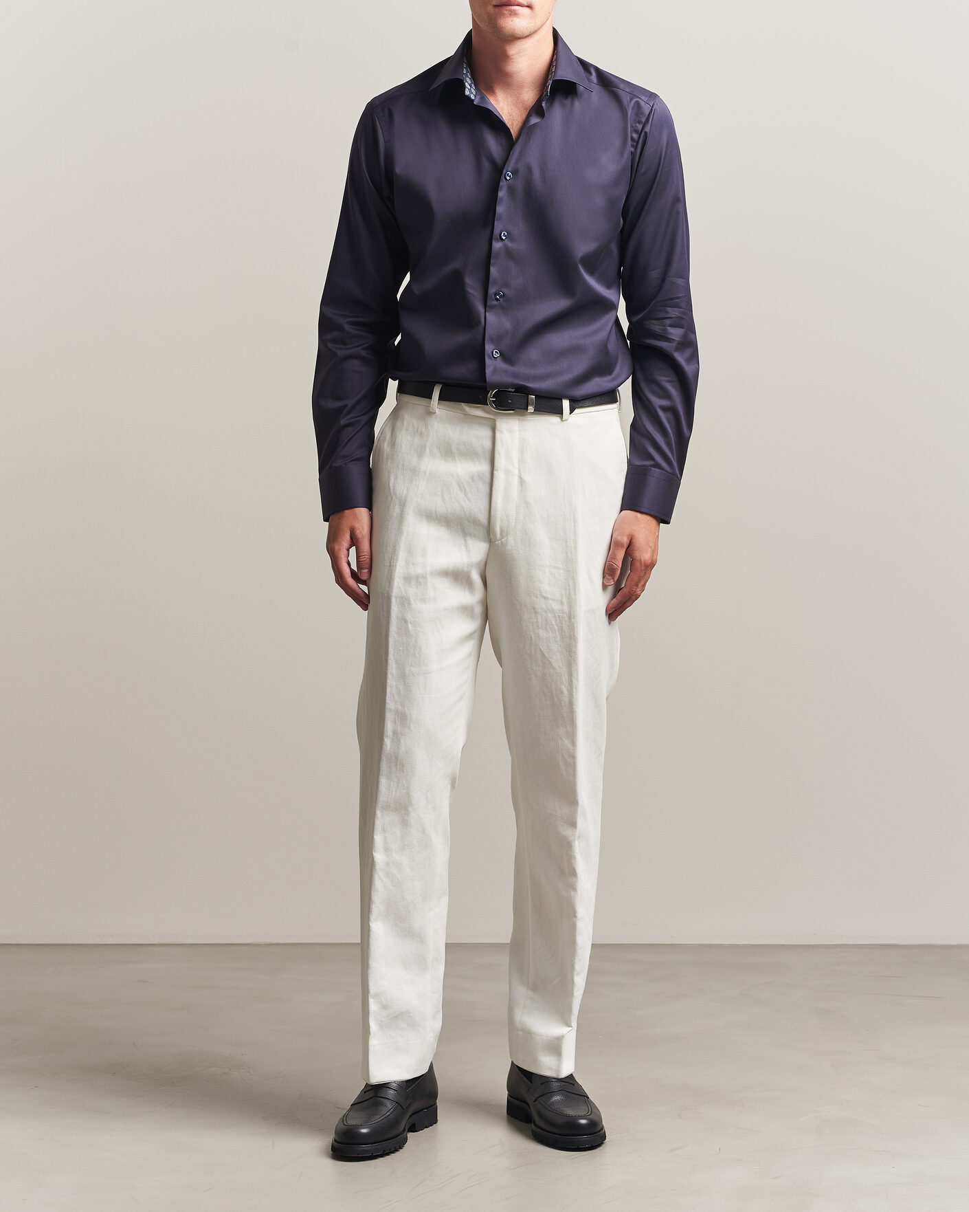 Homme | Chemises | Eton | Slim Fit Signature Twill Contrast Shirt Navy Blue