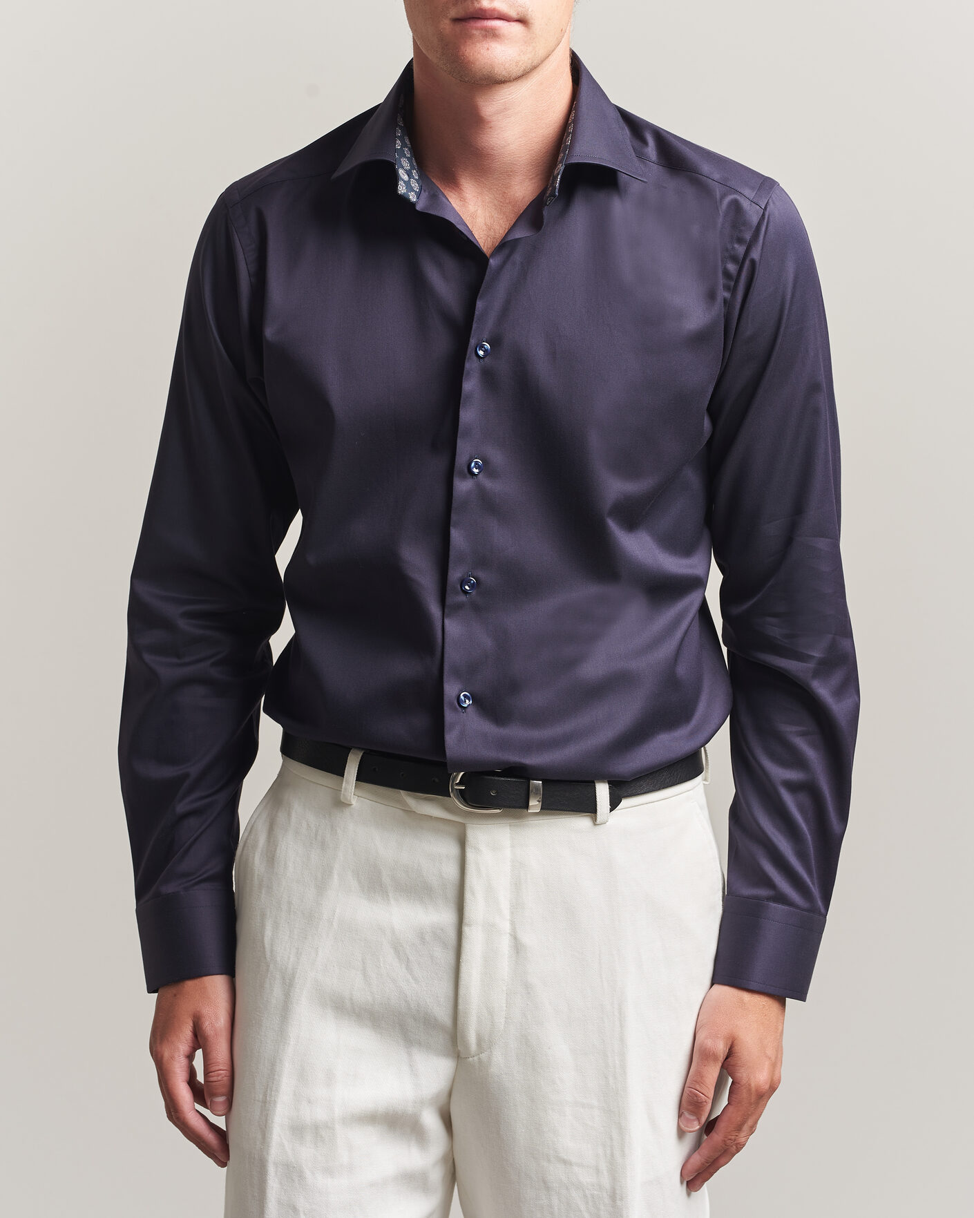Homme | Chemises | Eton | Slim Fit Signature Twill Contrast Shirt Navy Blue