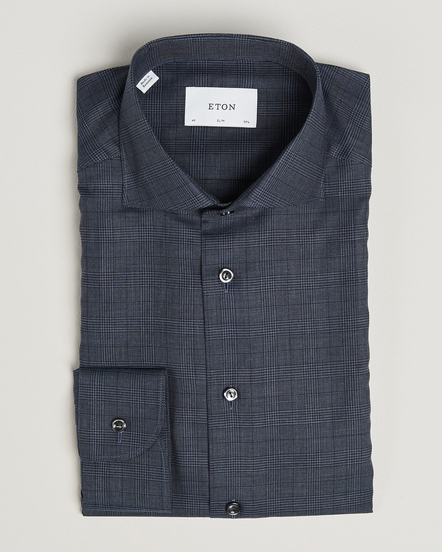 Homme | Chemises | Eton | Slim Fit Signature Flannel Checked Shirt Dark Blue