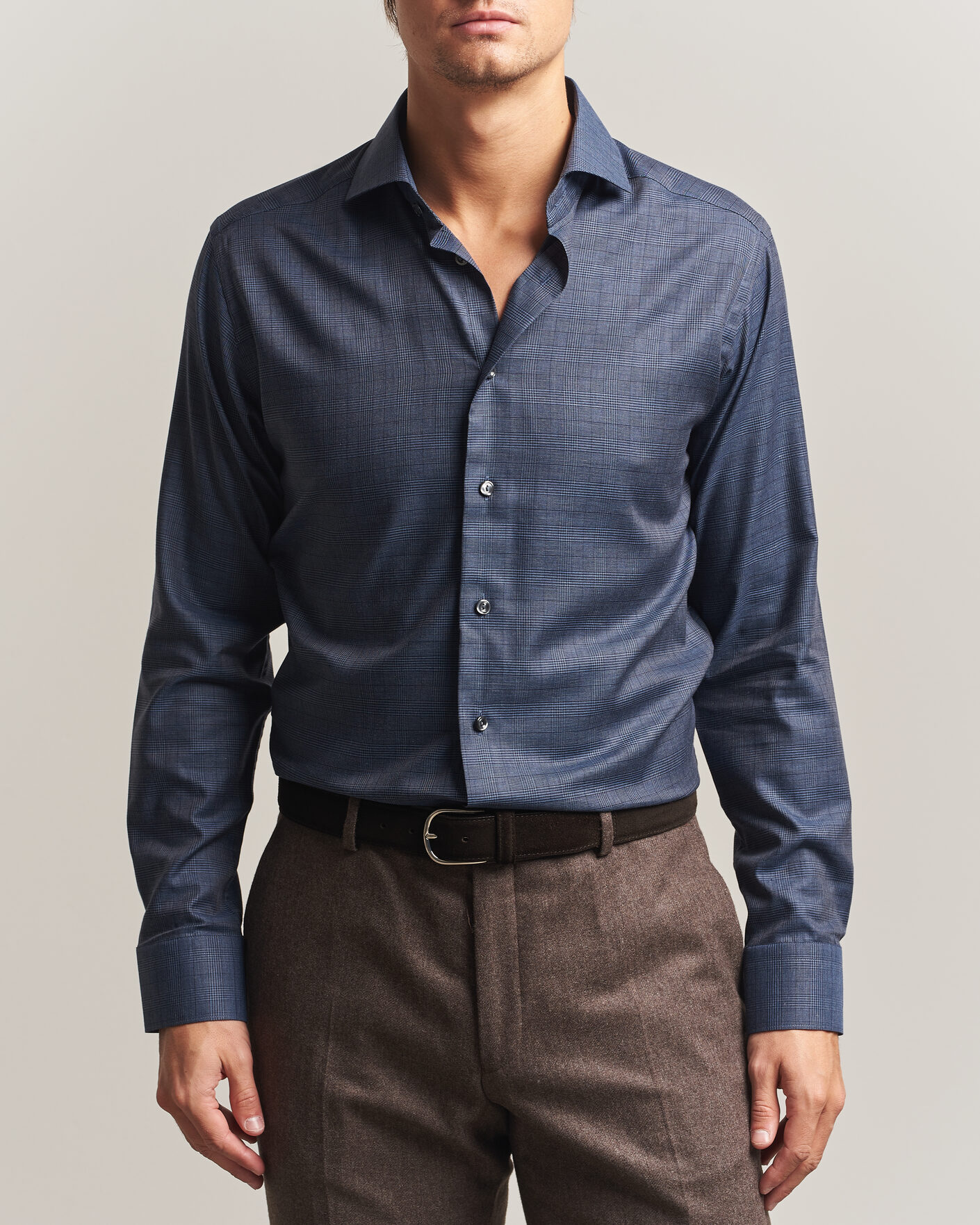 Homme | Chemises | Eton | Slim Fit Signature Flannel Checked Shirt Dark Blue