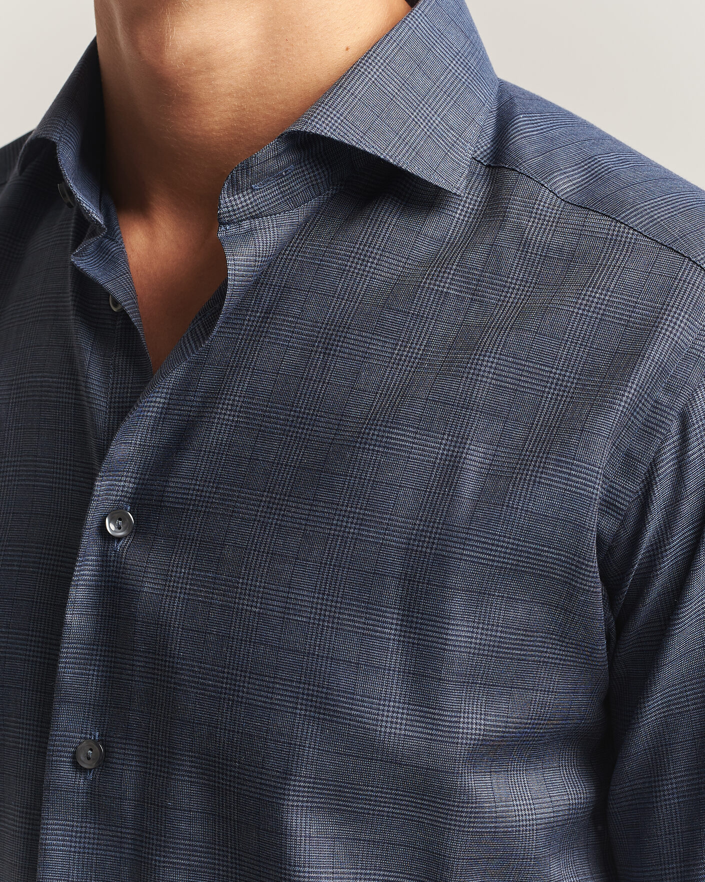 Homme | Chemises | Eton | Slim Fit Signature Flannel Checked Shirt Dark Blue