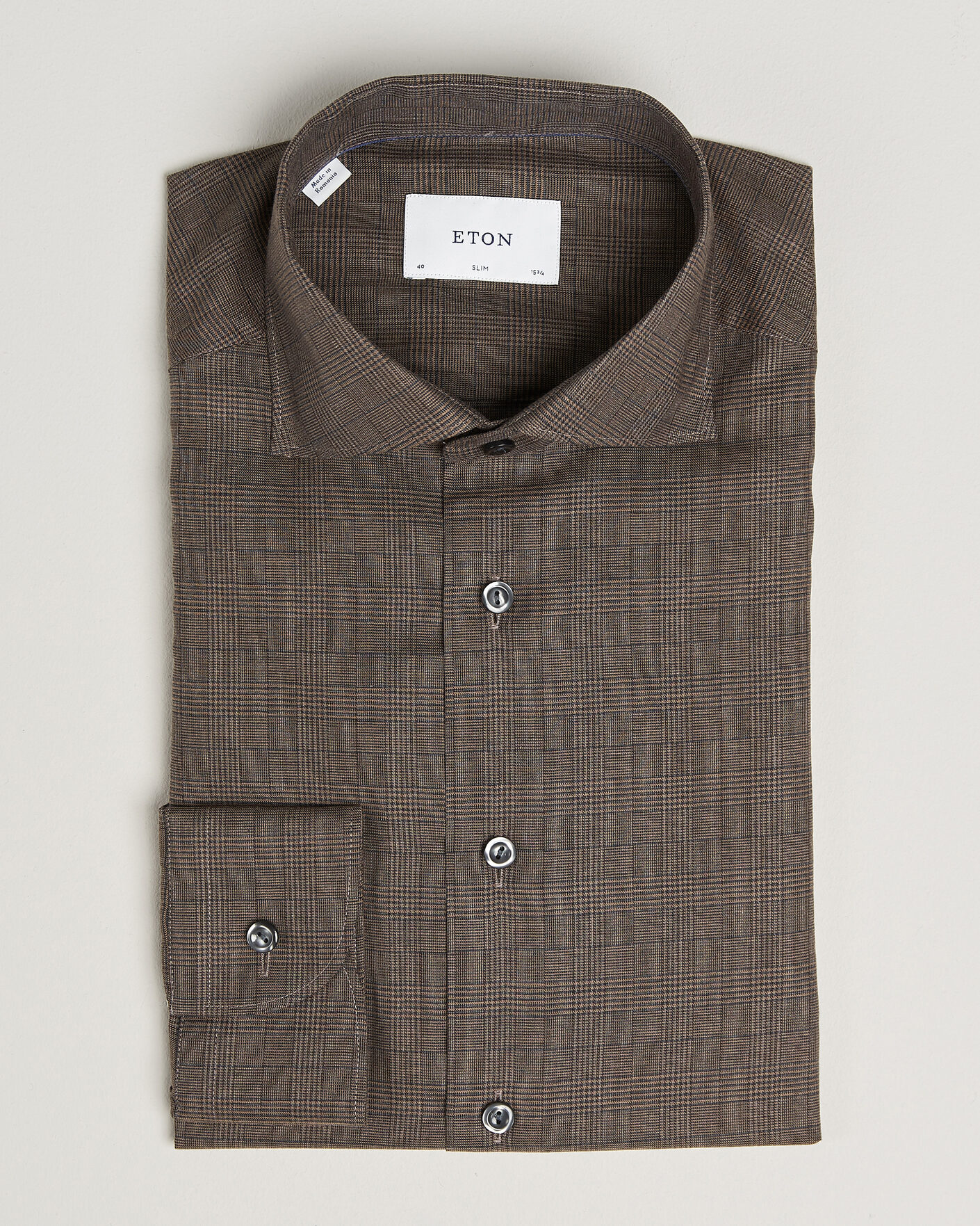 Homme | Chemises | Eton | Slim Fit Signature Flannel Checked Shirt Dark Brown