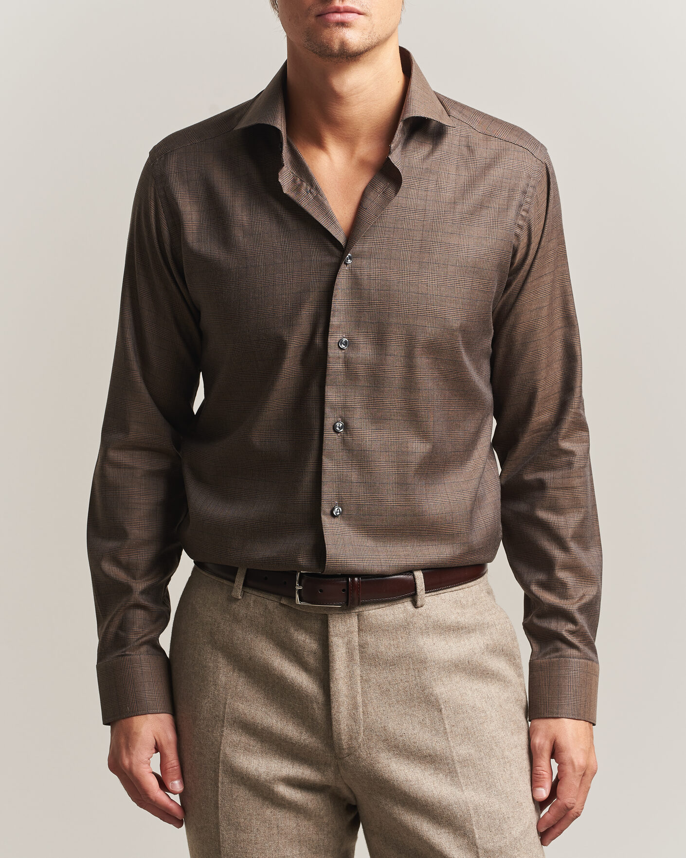 Homme | Chemises | Eton | Slim Fit Signature Flannel Checked Shirt Dark Brown