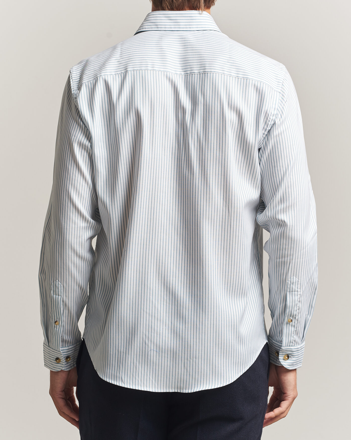 Homme | Chemises | Eton | Casual Fit Signature Oxford Striped Shirt Mid Blue
