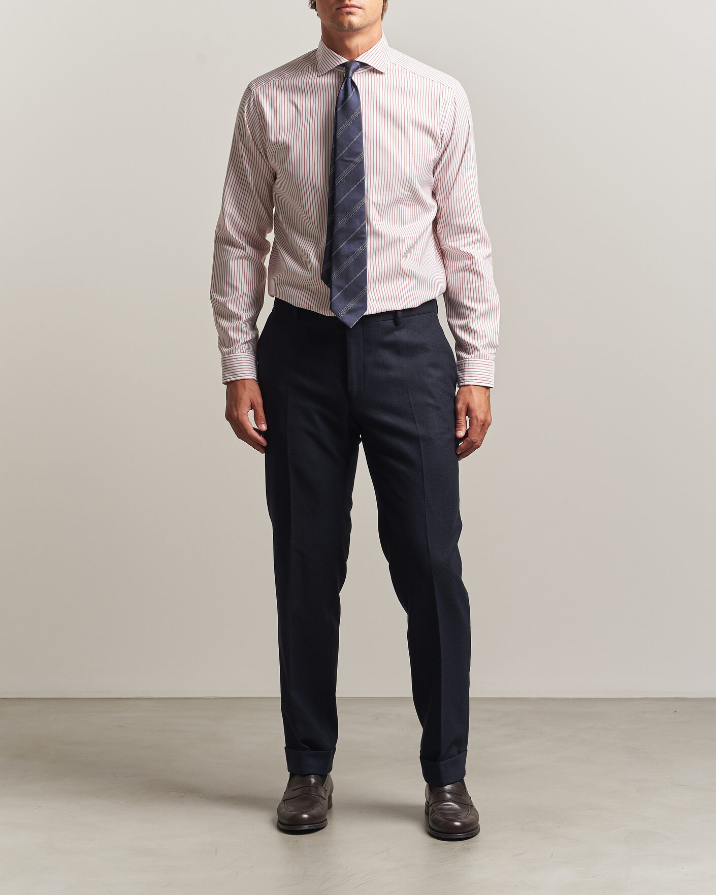 Homme | Chemises | Eton | Casual Fit Signature Oxford Striped Shirt Orange