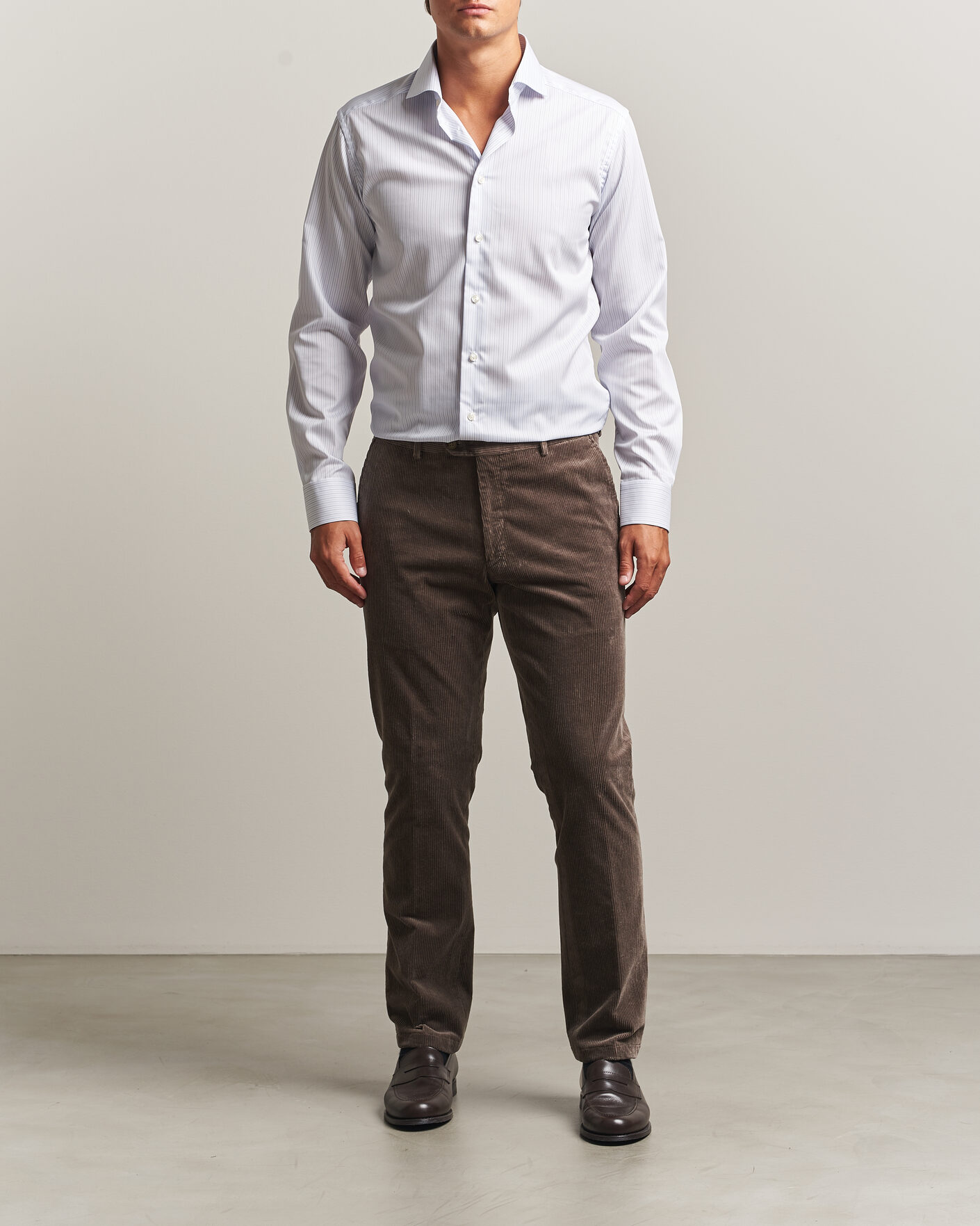 Homme | Chemises | Eton | Slim Fit Fine Twill Striped Shirt Light Blue