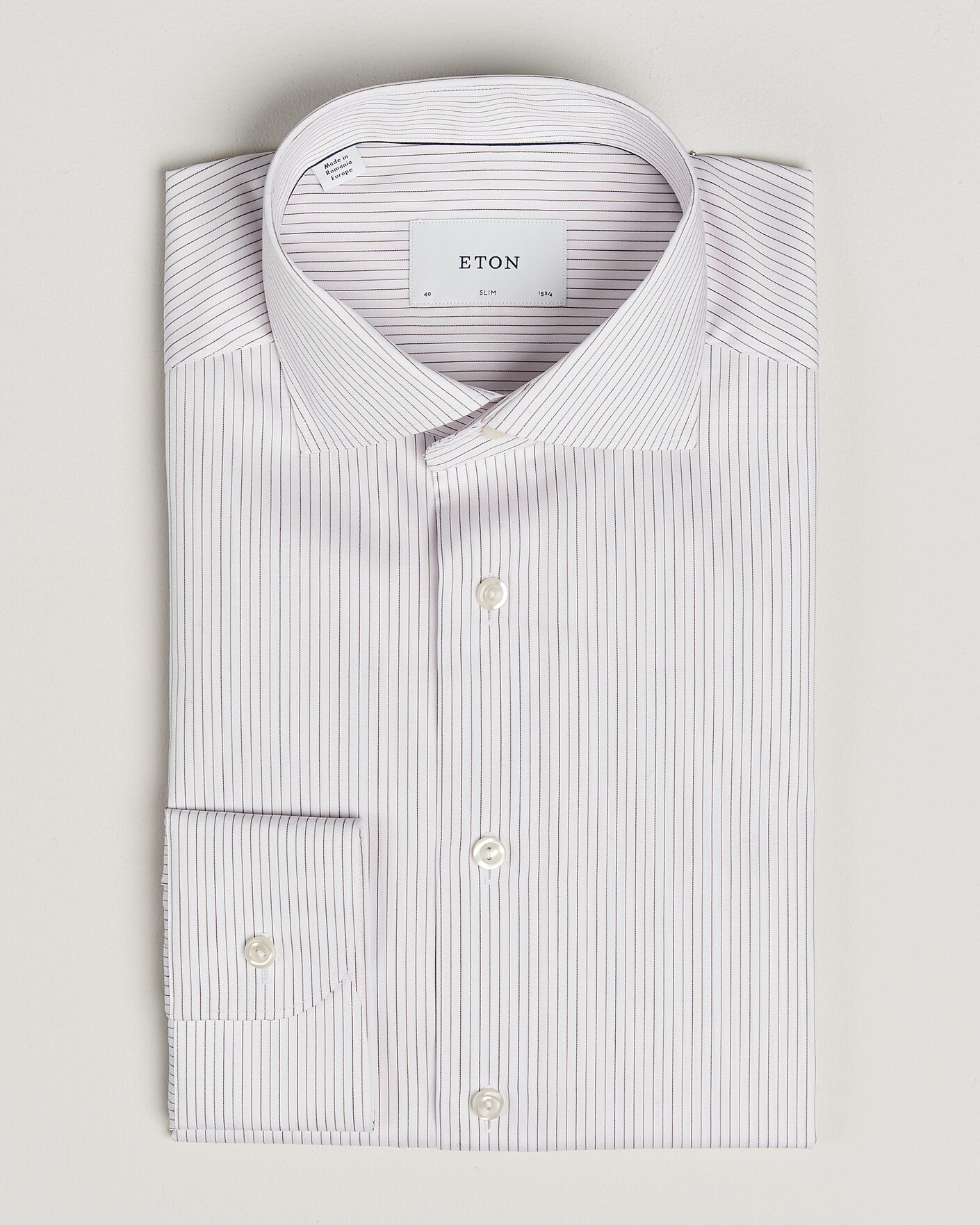Homme | Chemises | Eton | Slim Fit Fine Twill Striped Shirt Orange