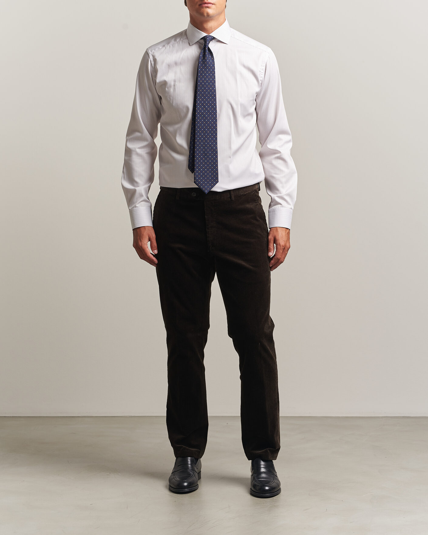 Homme | Chemises | Eton | Slim Fit Fine Twill Striped Shirt Orange