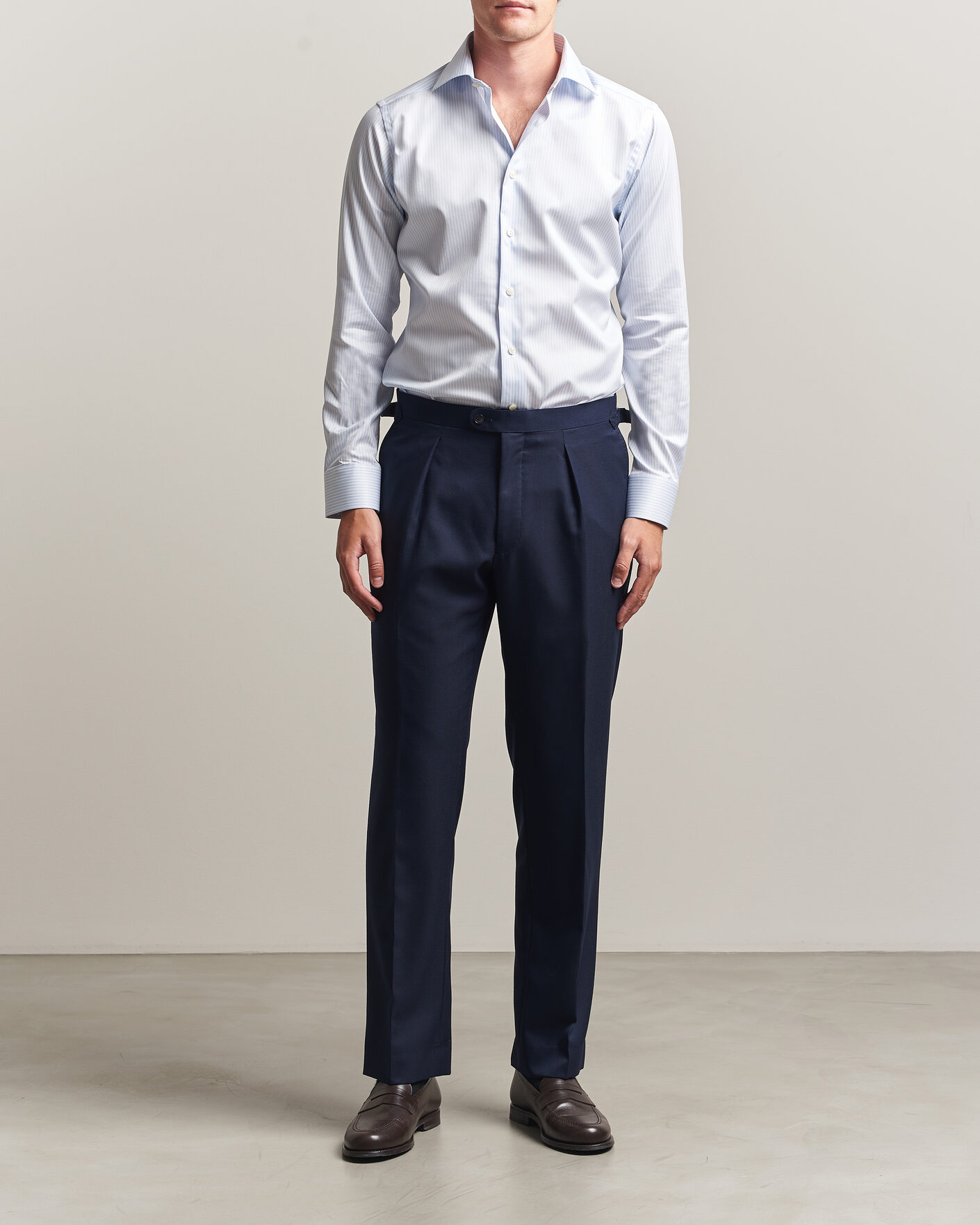 Homme | Chemises | Eton | Slim Fit Signature Twill Striped Shirt Light Blue