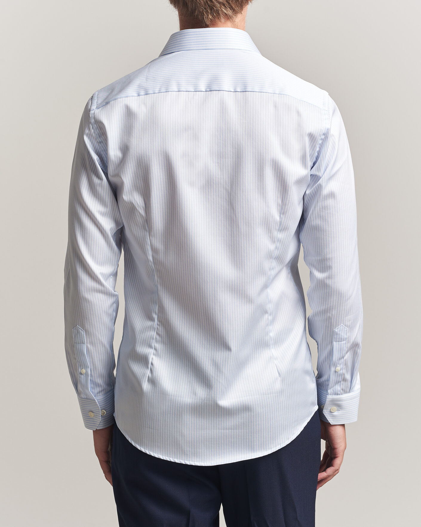 Homme | Chemises | Eton | Slim Fit Signature Twill Striped Shirt Light Blue