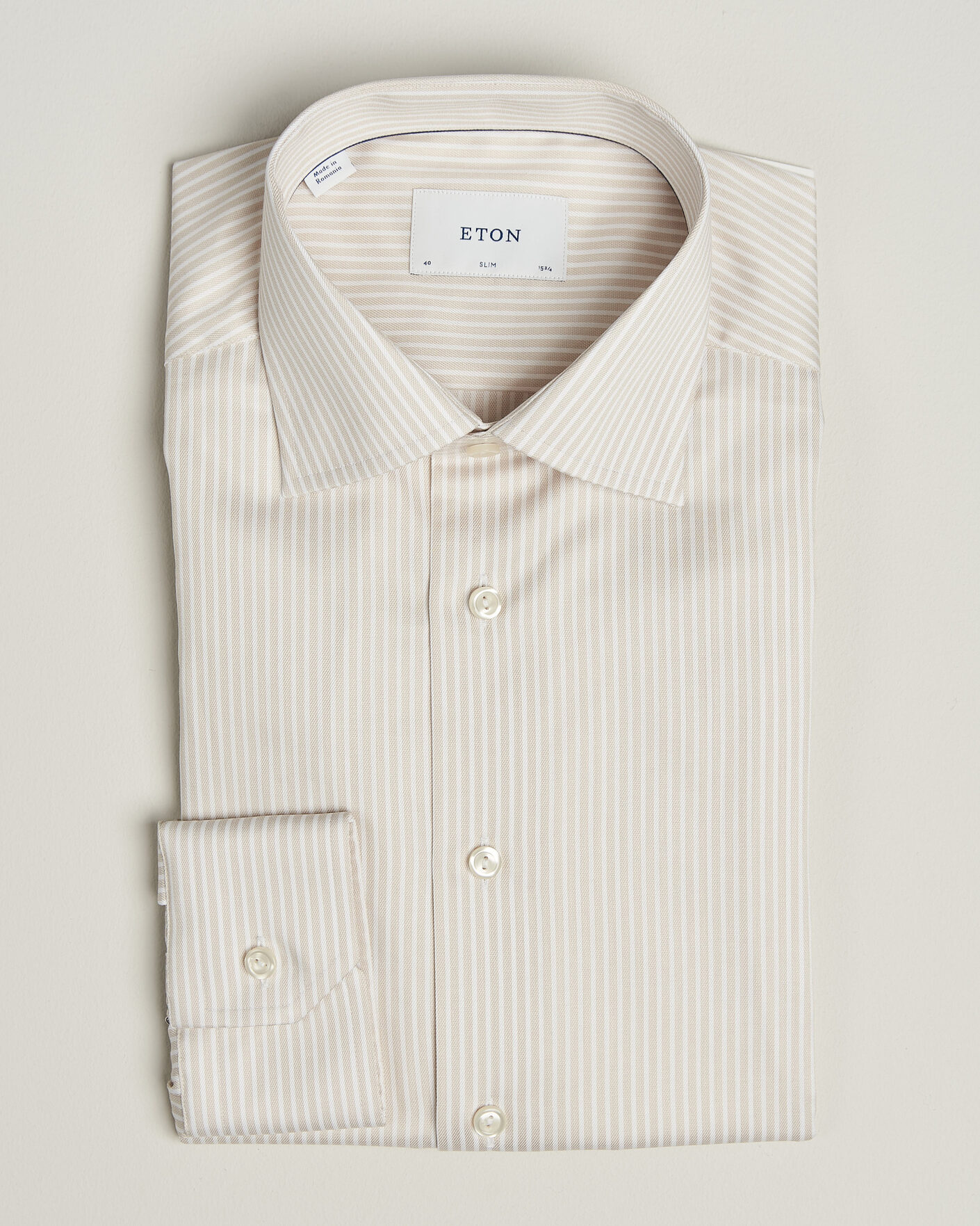 Homme | Chemises | Eton | Slim Fit Signature Twill Striped Shirt Beige