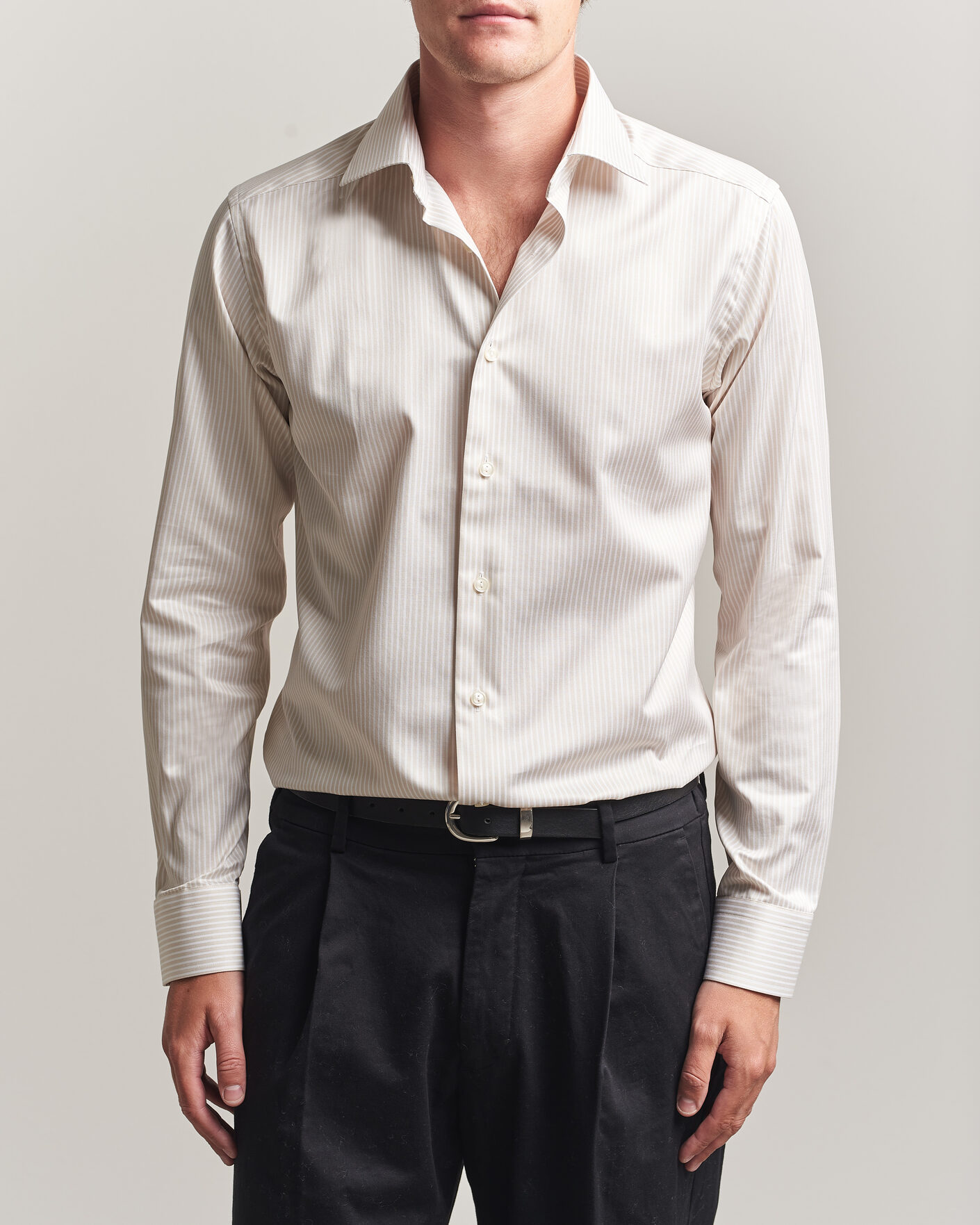 Homme | Chemises | Eton | Slim Fit Signature Twill Striped Shirt Beige