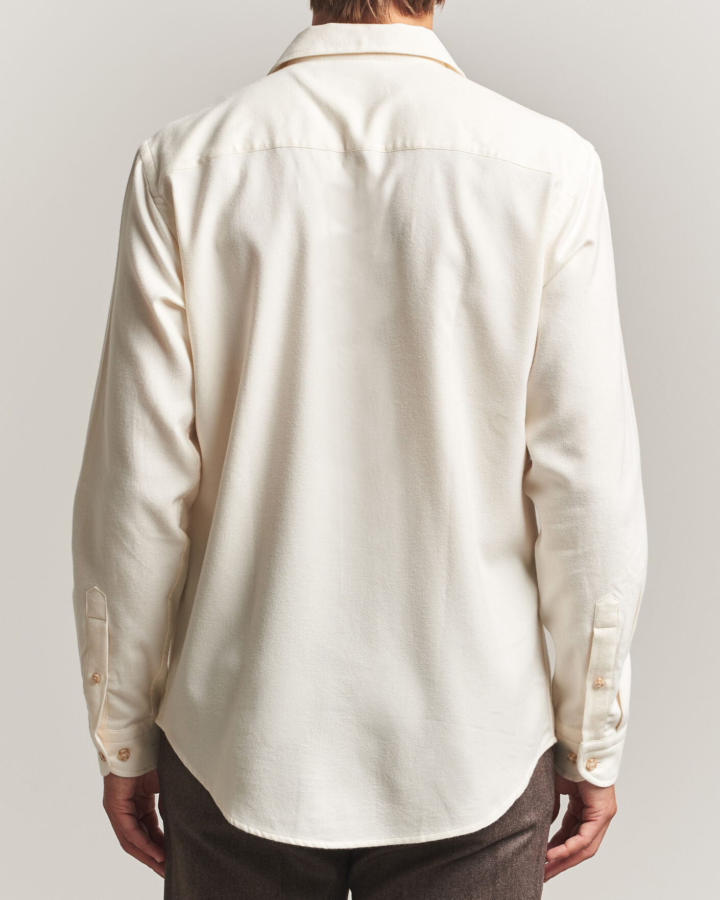 Homme | Chemises | Eton | Casual Fit One Piece Collar Flannel Shirt Off White