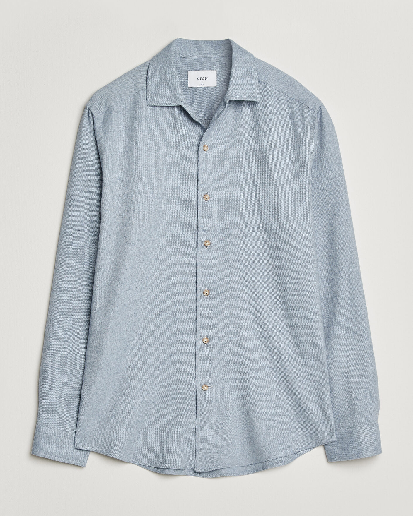 Homme | Chemises | Eton | Casual Fit One Piece Collar Flannel Shirt Light Blue